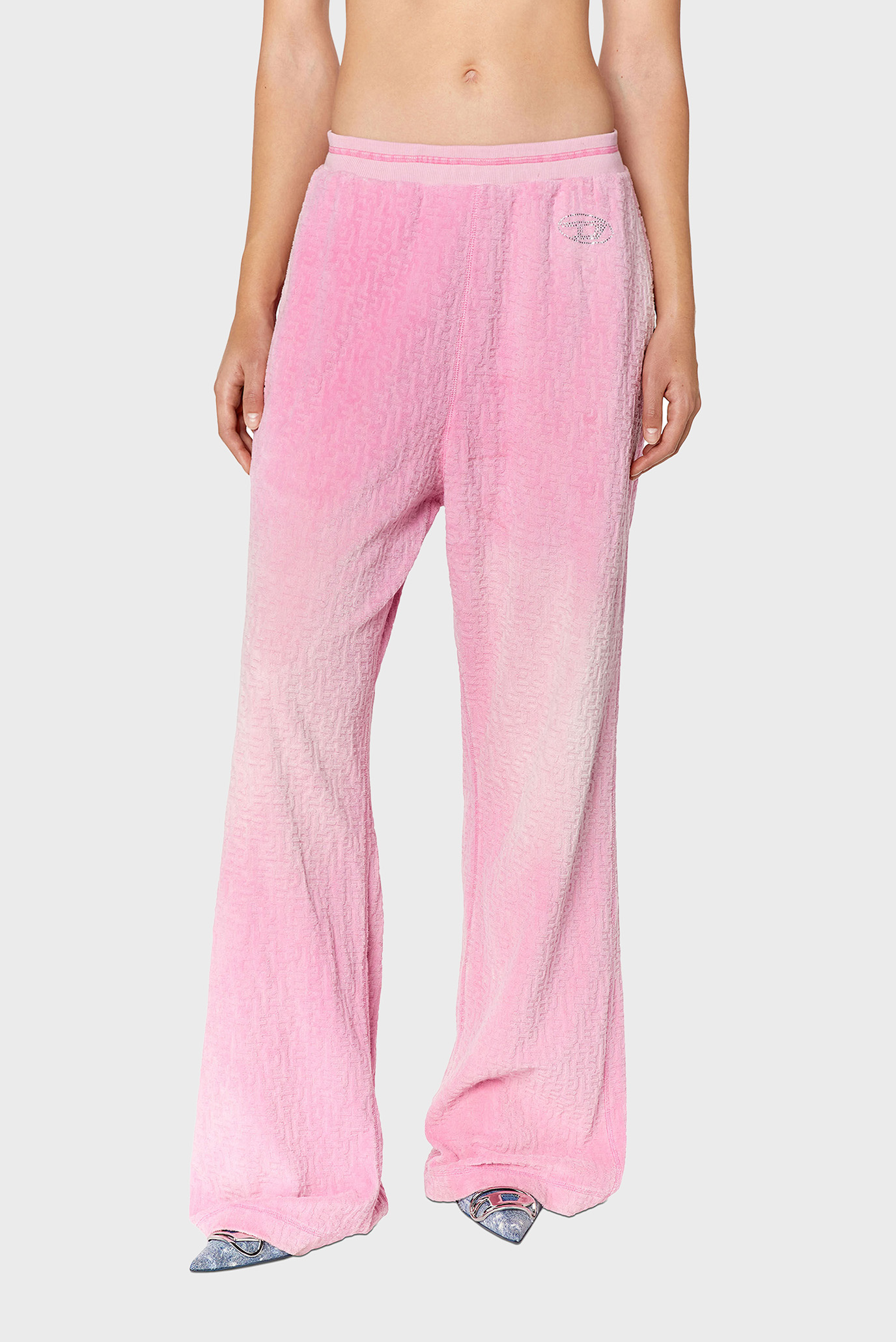 Женские розовые велюровые брюки с узором P-MUSE 1