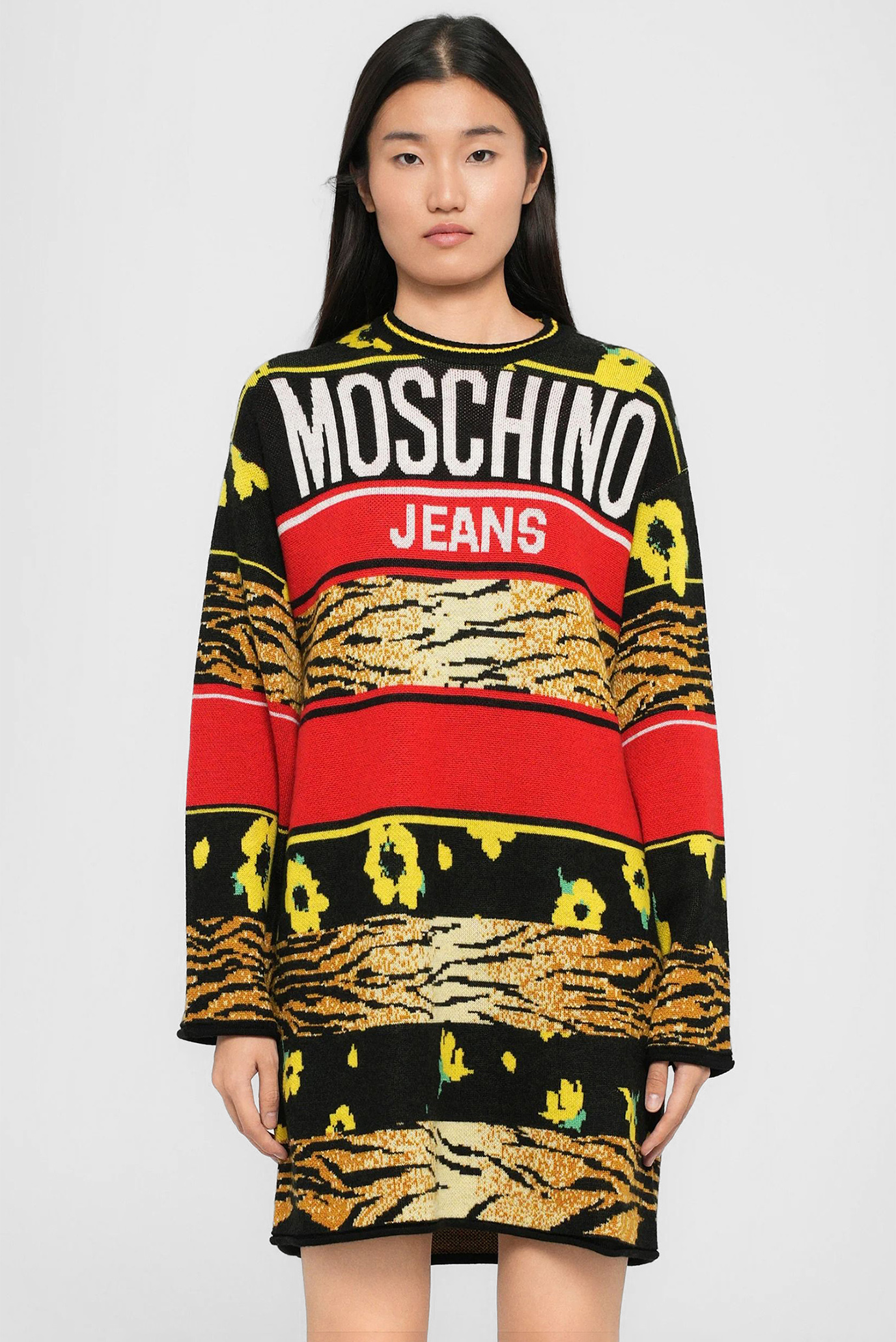 Женское шерстяное платье в полоску Разноцветный S Moschino A0495.8212;3555 Женское шерстяное платье в полоску Разноцветный S Moschino A0495.8212;3555