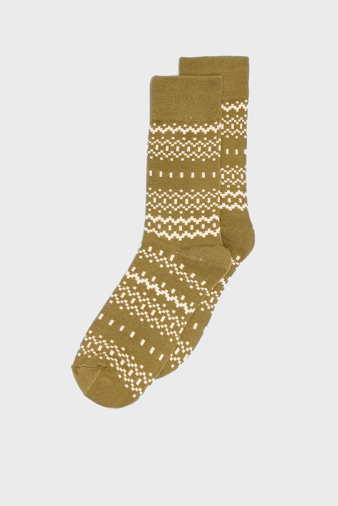 Чоловічі оливкові шкарпетки з візерунком 1