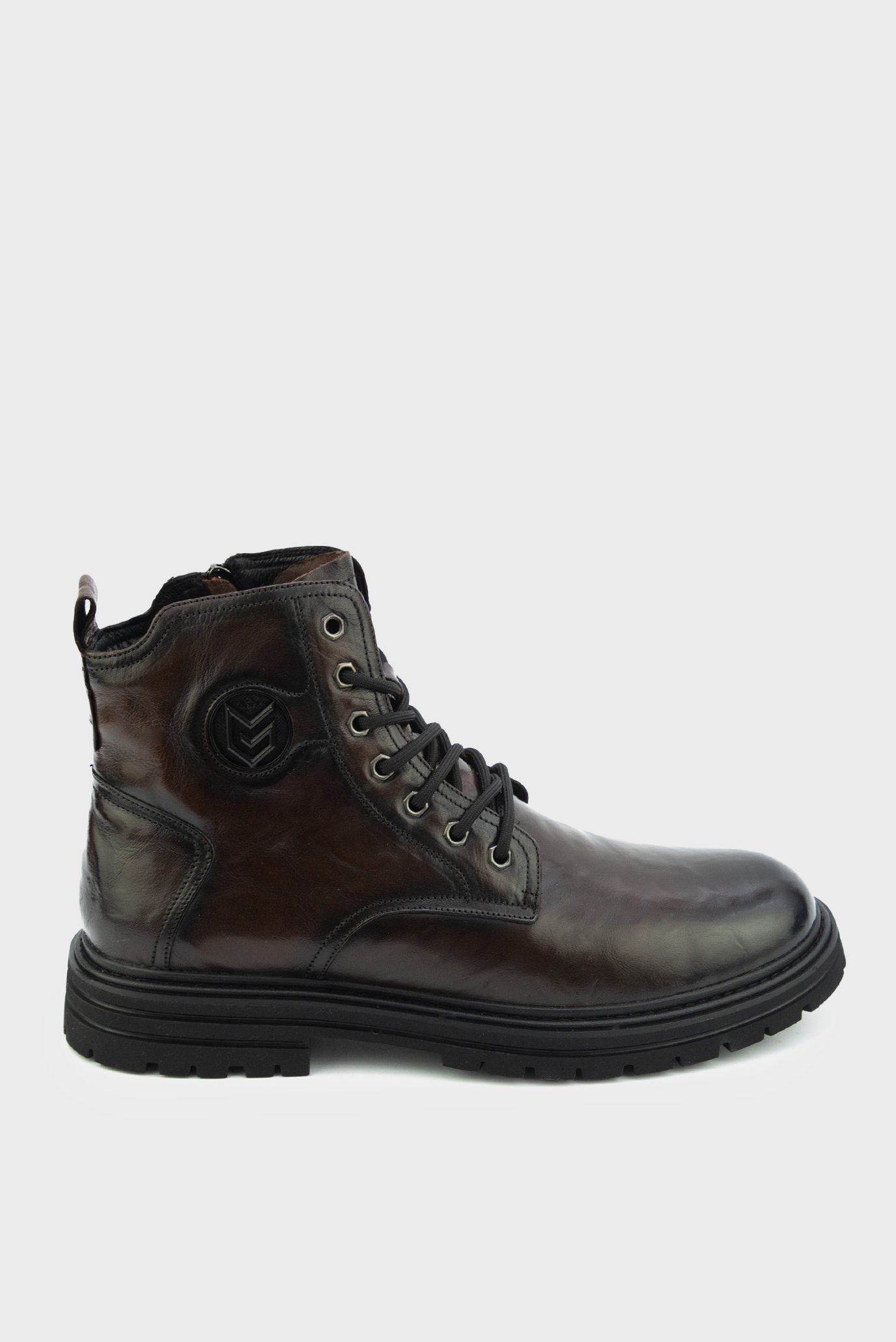 Мужские темно-коричневые кожаные ботинки 1