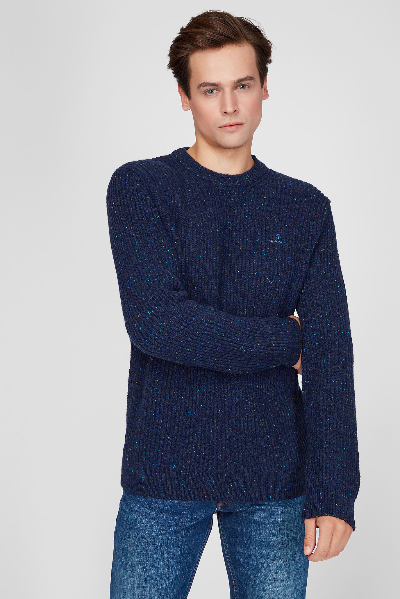 Мужской темно-синий шерстяной свитер NEPS 1