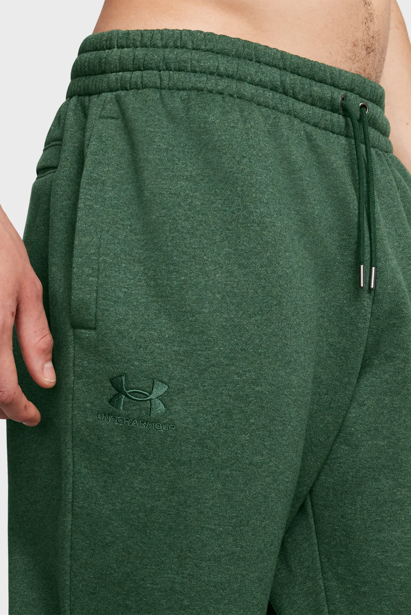 Чоловічі зелені спортивні штани UA Essential Fleece Jogger 4