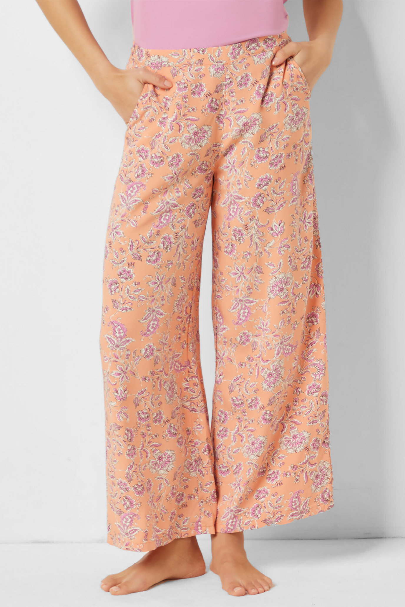 Жіночі персикові брюки з візерунком 7/8 URSULINE 1