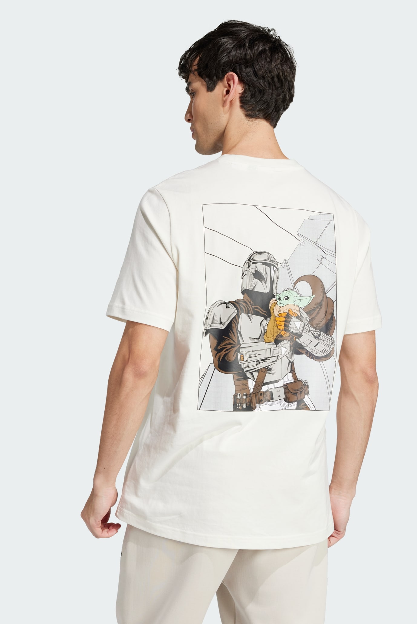 Чоловіча біла футболка adidas x Star Wars™ The Mandalorian™ Regular Fit Back Graphic 1