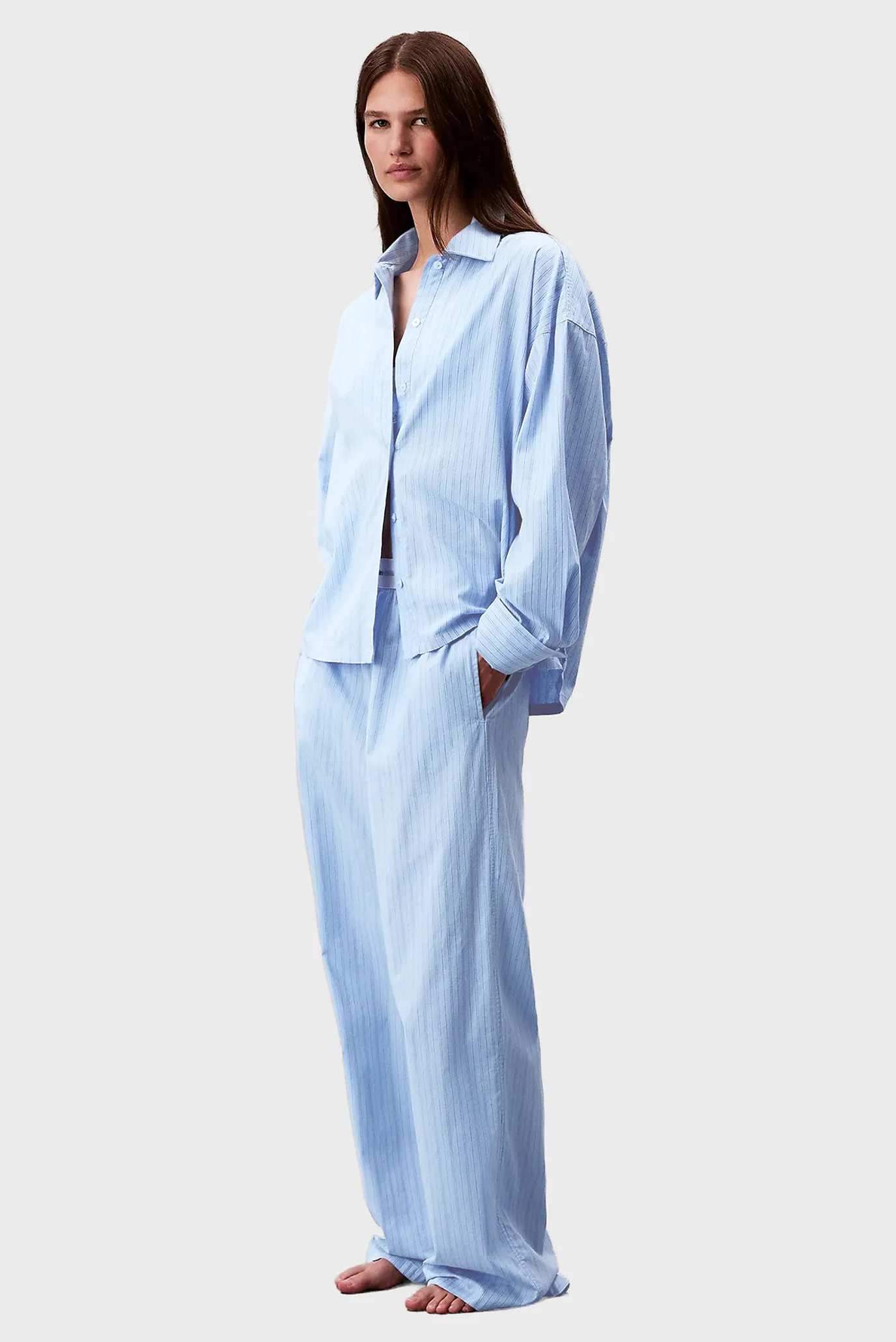 Жіноча блакитна сорочка у смужку BUTTON DOWN 2