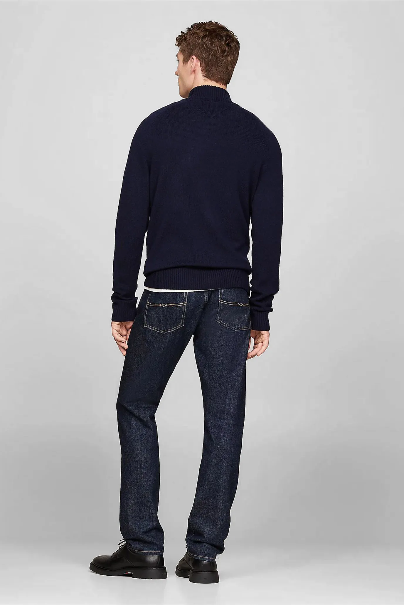 Мужская темно-синяя шерстяная кофта LAMBSWOOL ZIP MOCK 3