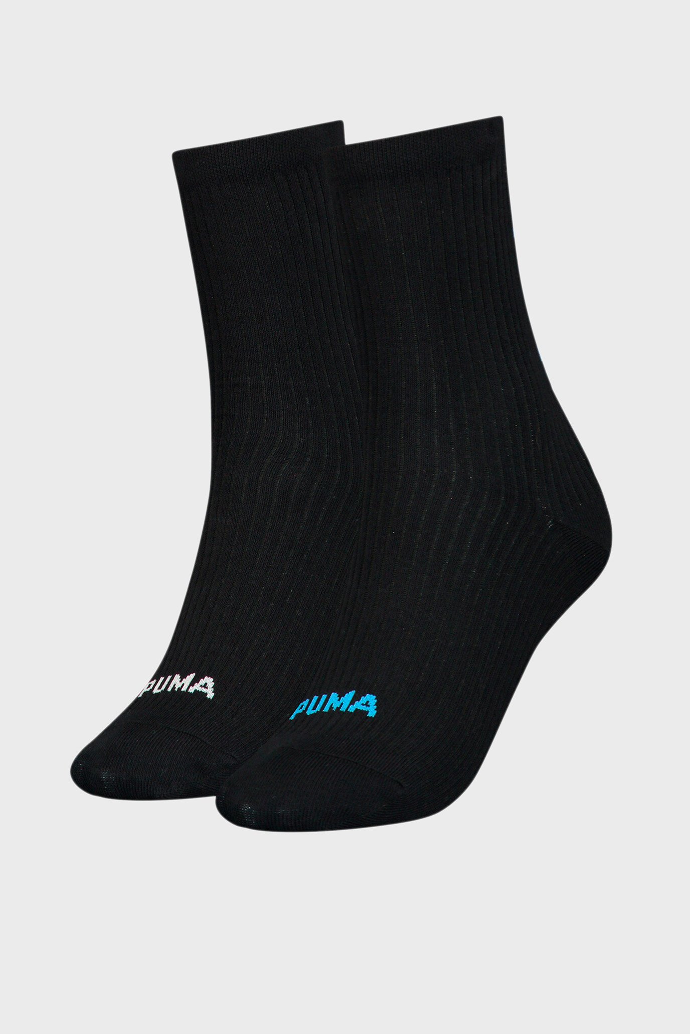 Женские черные носки (2 пары) PUMA WOMEN CAT LOGO RIB SOCK 1