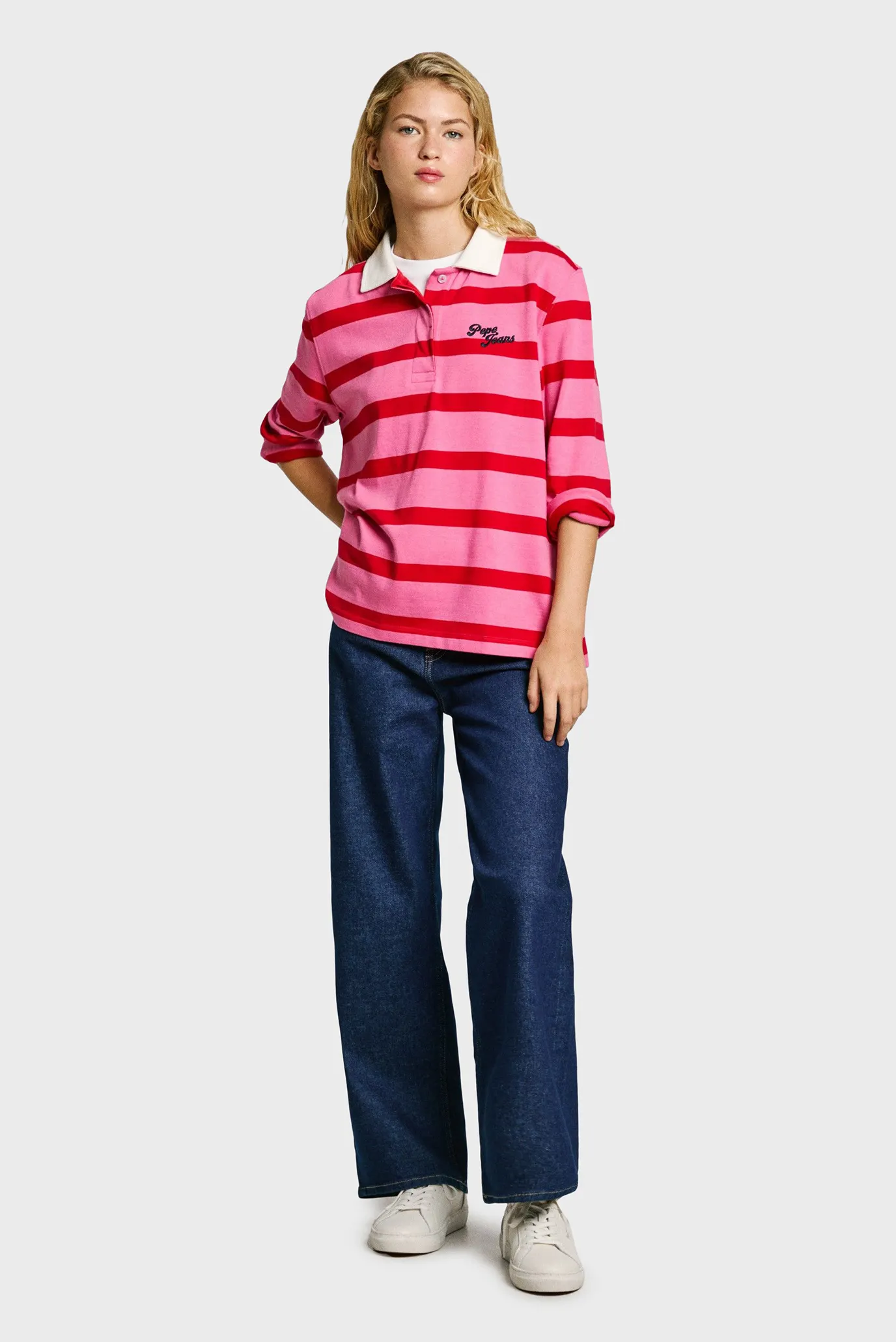 Женское розовое поло в полоску RHONDA 2