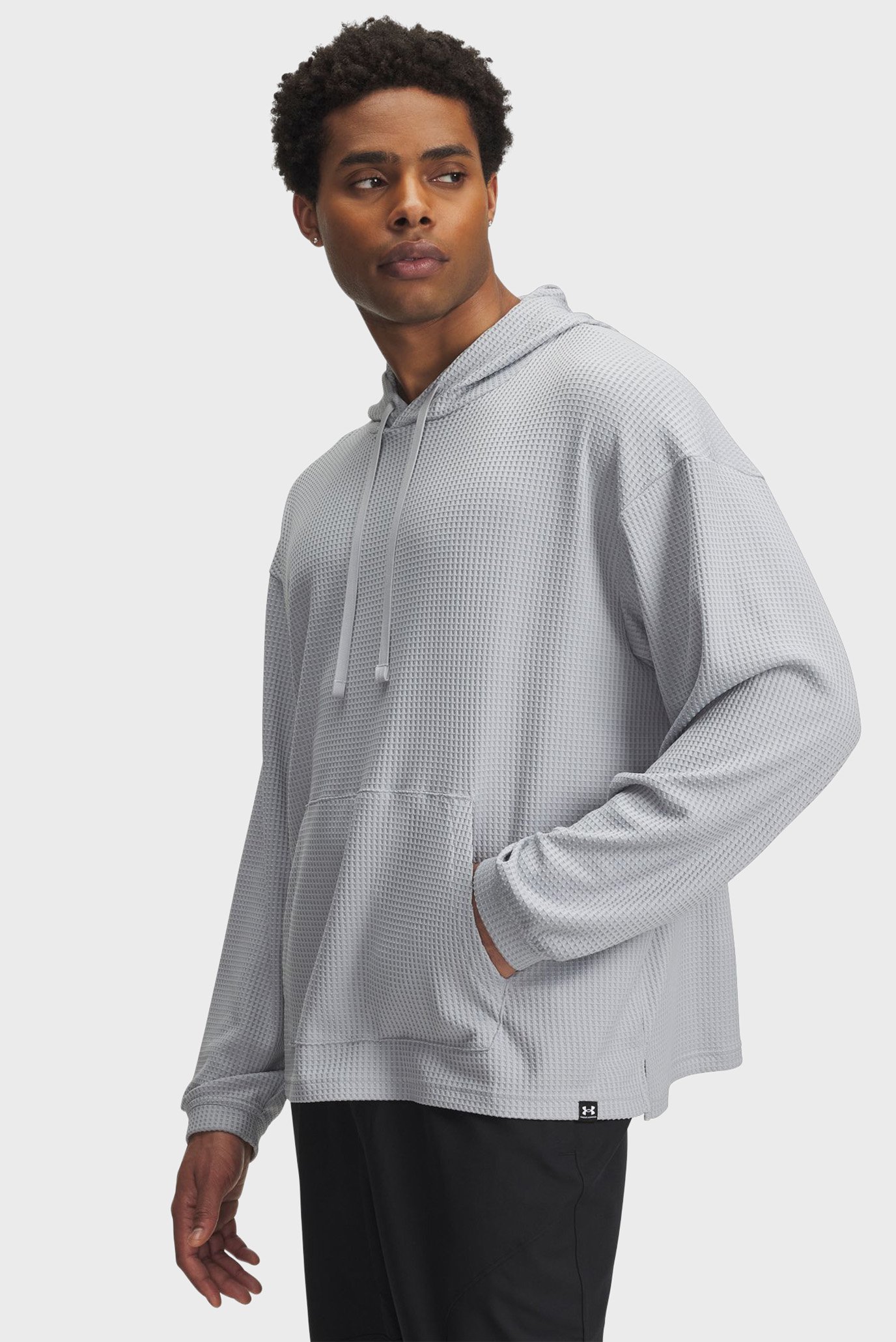 Мужское светло-серое худи UA Rival Waffle Hoodie Серый XL Under Armour 1383108-011 Мужское светло-серое худи UA Rival Waffle Hoodie Серый XL Under Armour 1383108-011