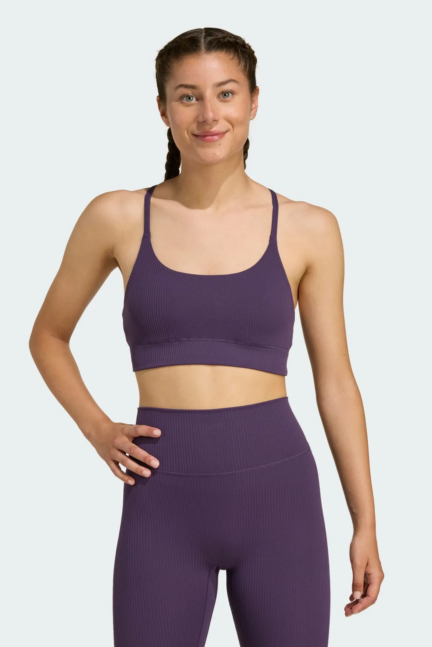 Жіночий фіолетовий топ adidas All Me Light Support Rib Long Line 1