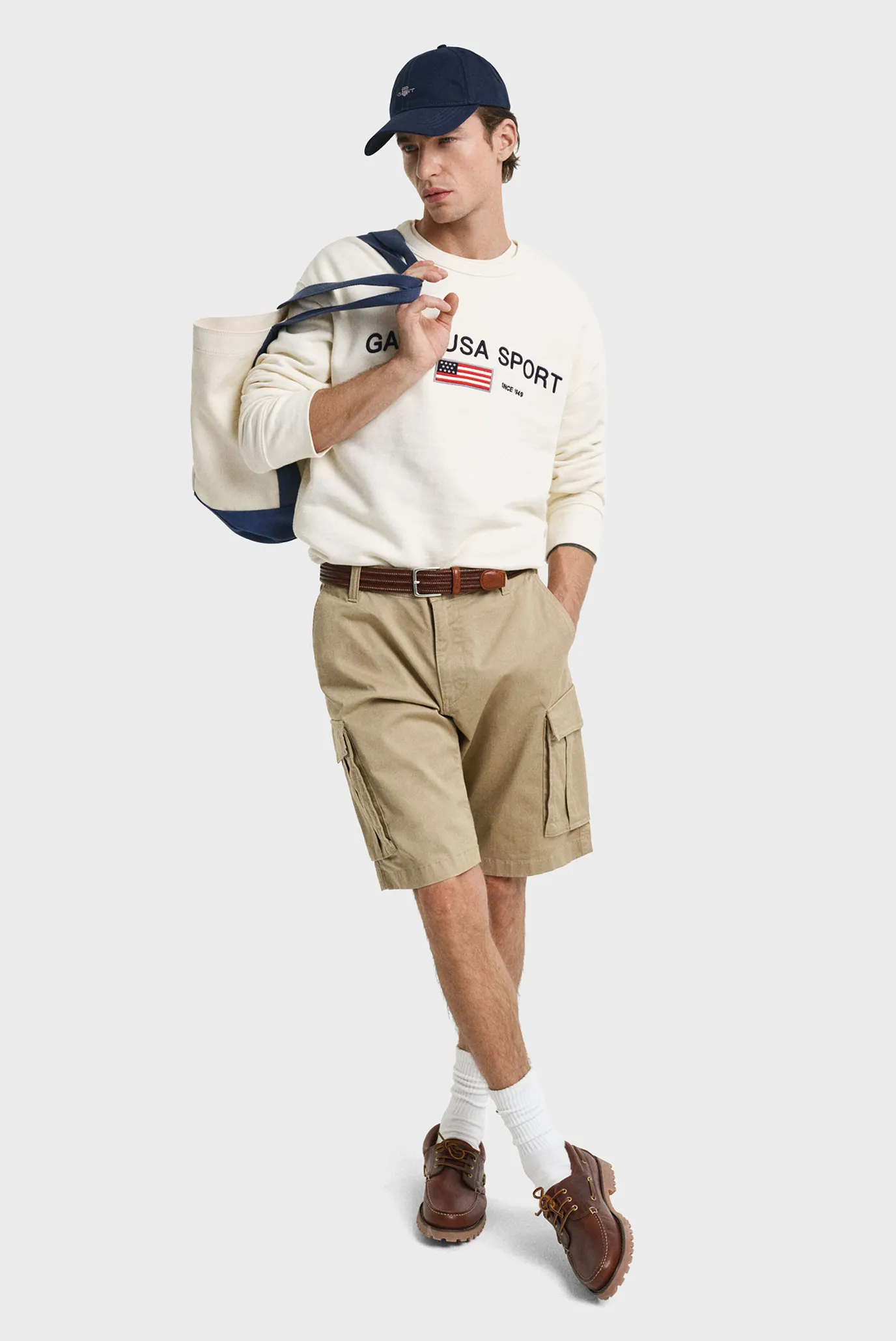 Чоловічі бежеві шорти RELAXED TWILL CARGO SHORTS 3