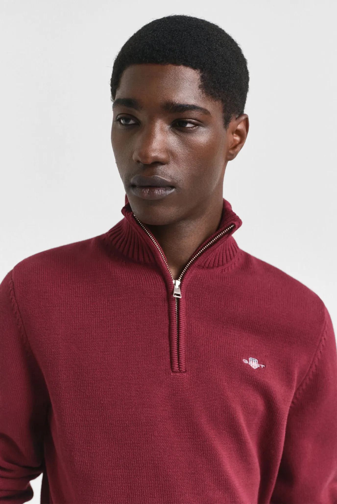 Мужская бордовая кофта CASUAL COTTON HALF ZIP 4