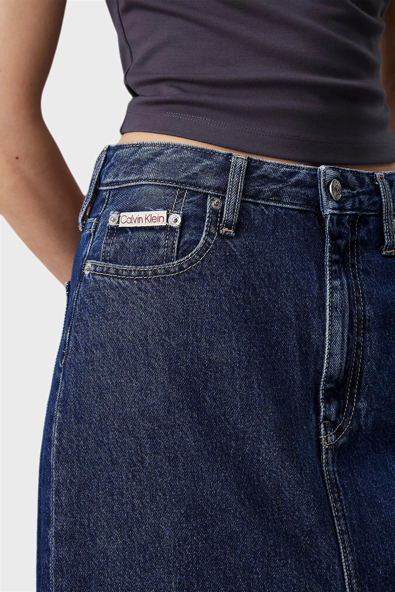 Женская темно-синяя джинсовая юбка 4