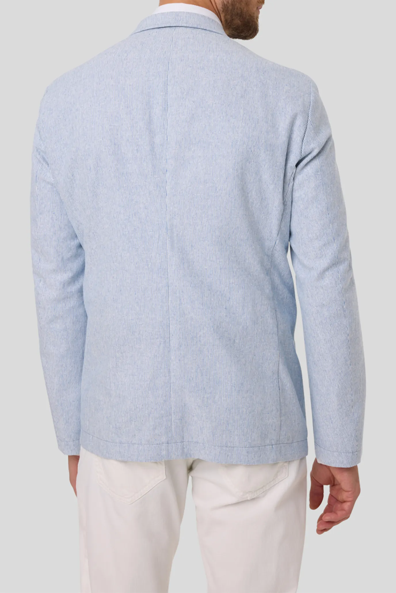 Мужской голубой льняной блейзер 2