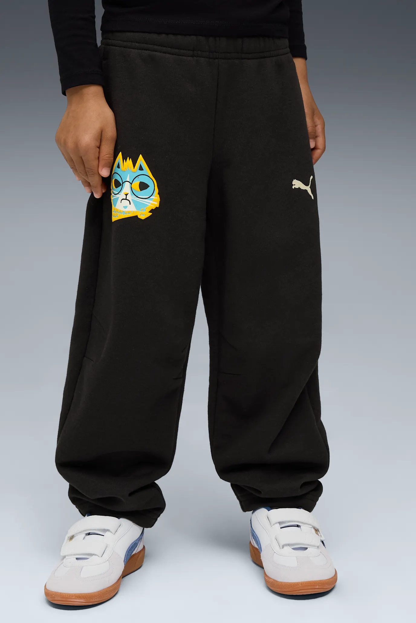 Детские черные спортивные брюки Moody Cat Sweatpants Kids 1