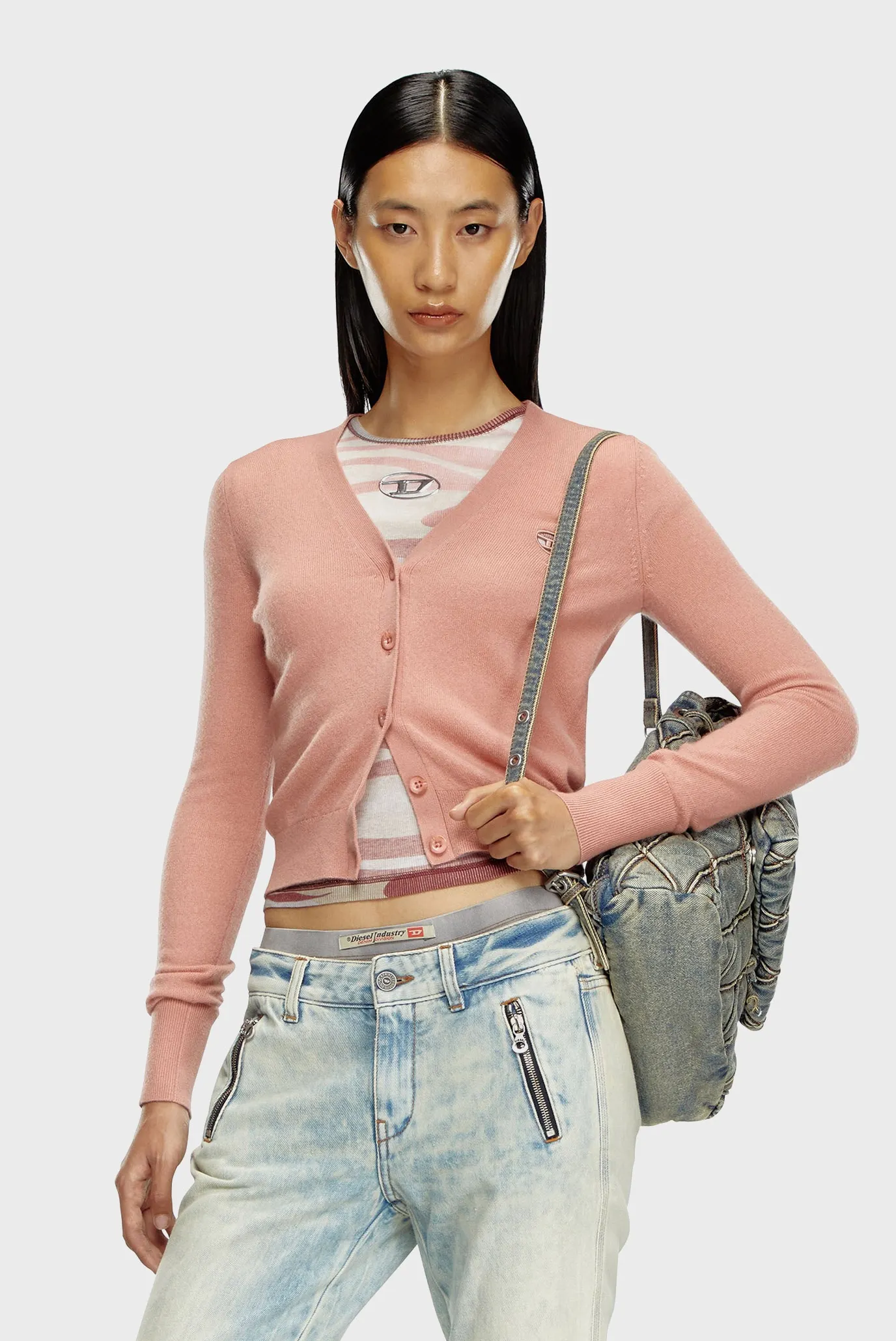 Жіночий рожевий вовняний кардиган M-ARTE 3