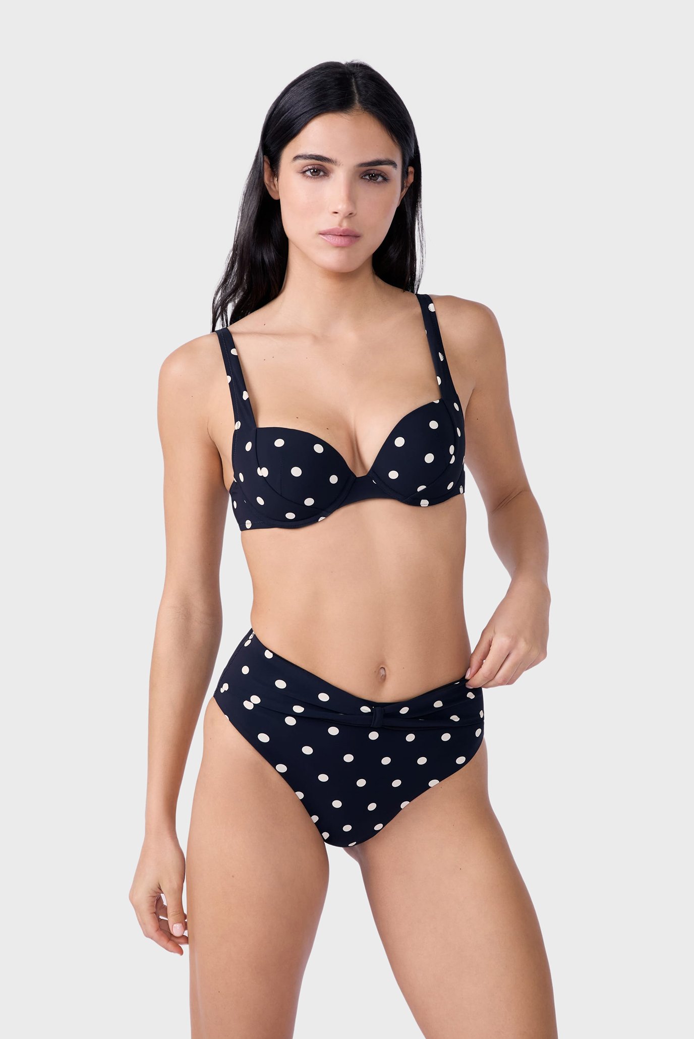 Женский черный лиф от купальника в горошек POLKY Черный 70B Etam 6552781 Женский черный лиф от купальника в горошек POLKY Черный 70B Etam 6552781