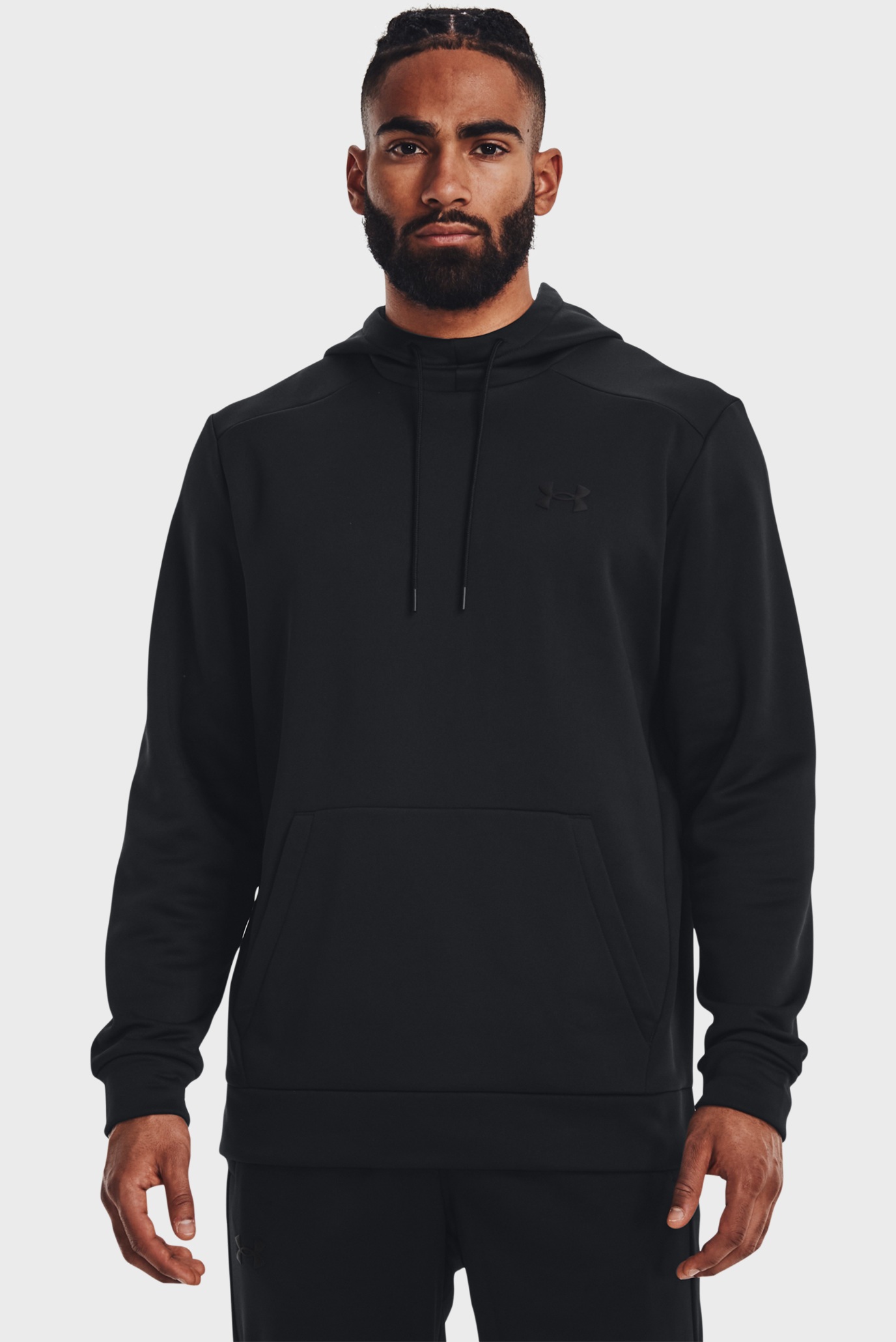 Мужское черное худи UA Armour Fleece Hoodie 1