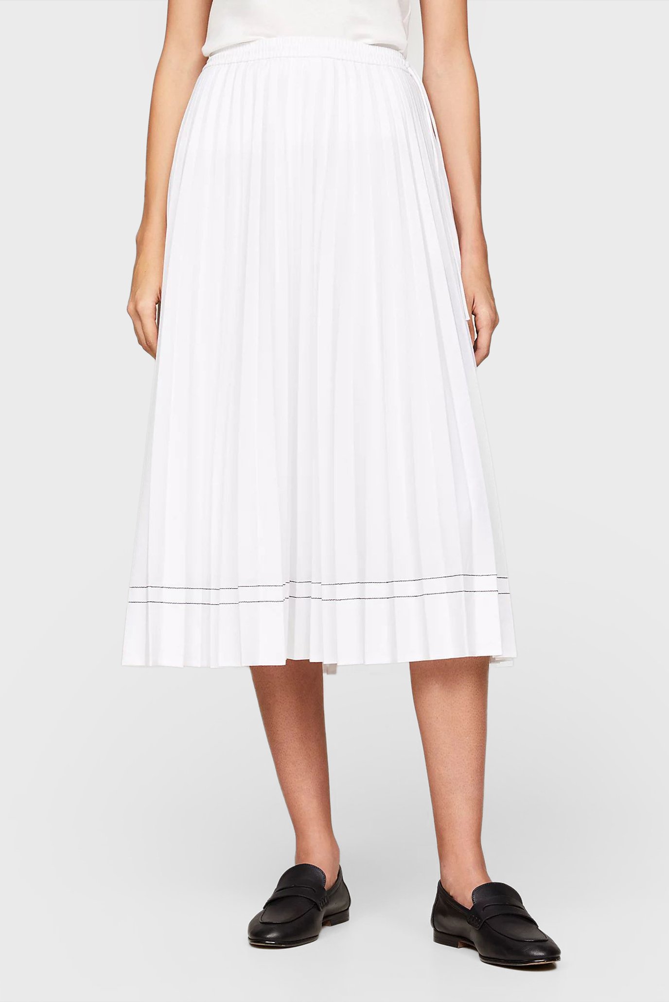 Женская белая плиссированная юбка COTTON STITCH PLEATED LONG 1