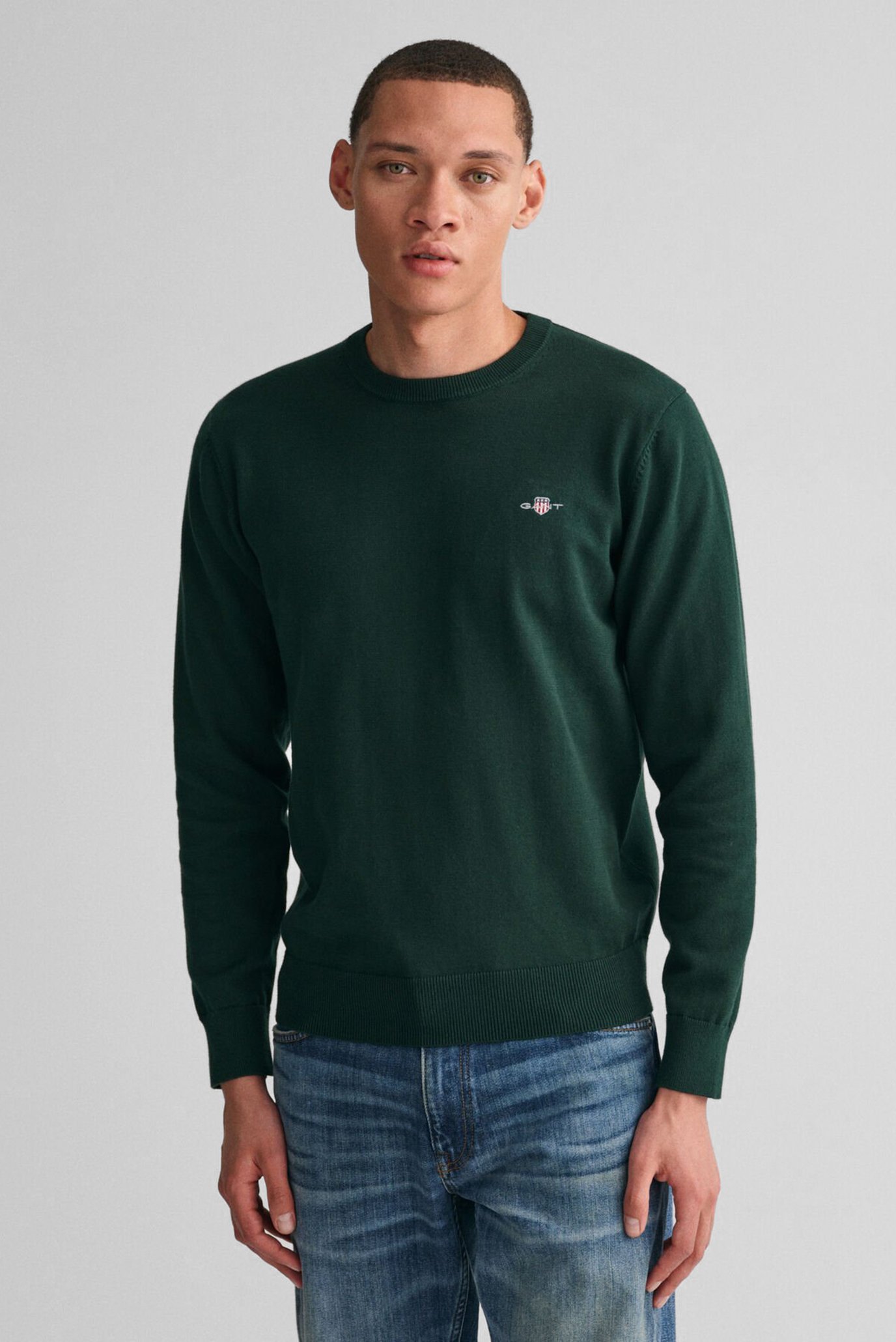 Мужской зеленый джемпер CLASSIC COTTON C-NECK 1