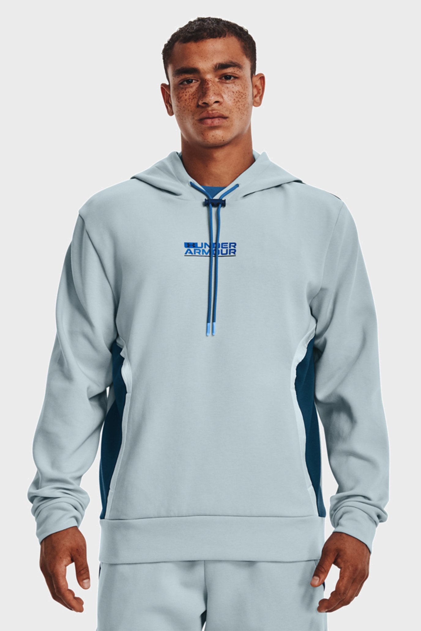 Мужское голубое худи UA Summit Knit Hoodie 1