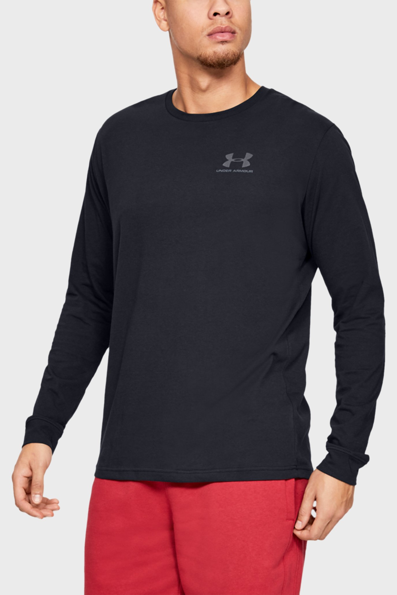 Мужской черный лонгслив UA SPORTSTYLE LEFT CHEST LS 1