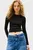 Жіночий чорний лонгслів TJW SLIM ESSENTIAL RIB LS