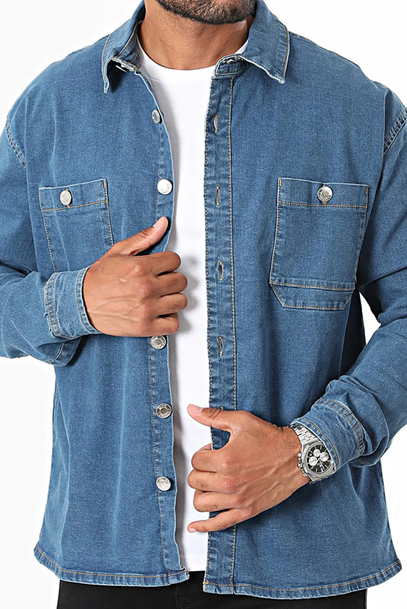 Мужская синяя джинсовая рубашка DPLoose Oversized Denim Shirt 3