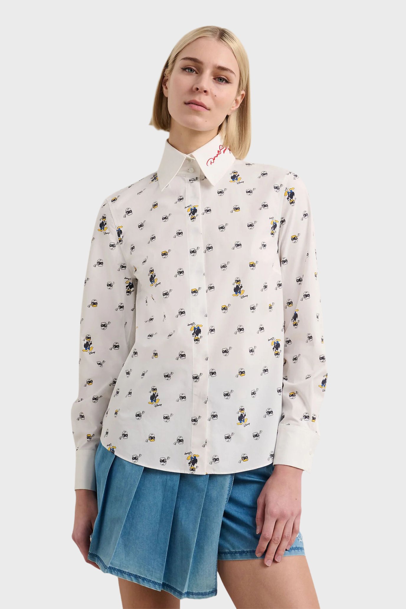 Женская белая рубашка с узором KL X DISNEY Белый 44 Karl Lagerfeld A3W11034 Женская белая рубашка с узором KL X DISNEY Белый 44 Karl Lagerfeld A3W11034