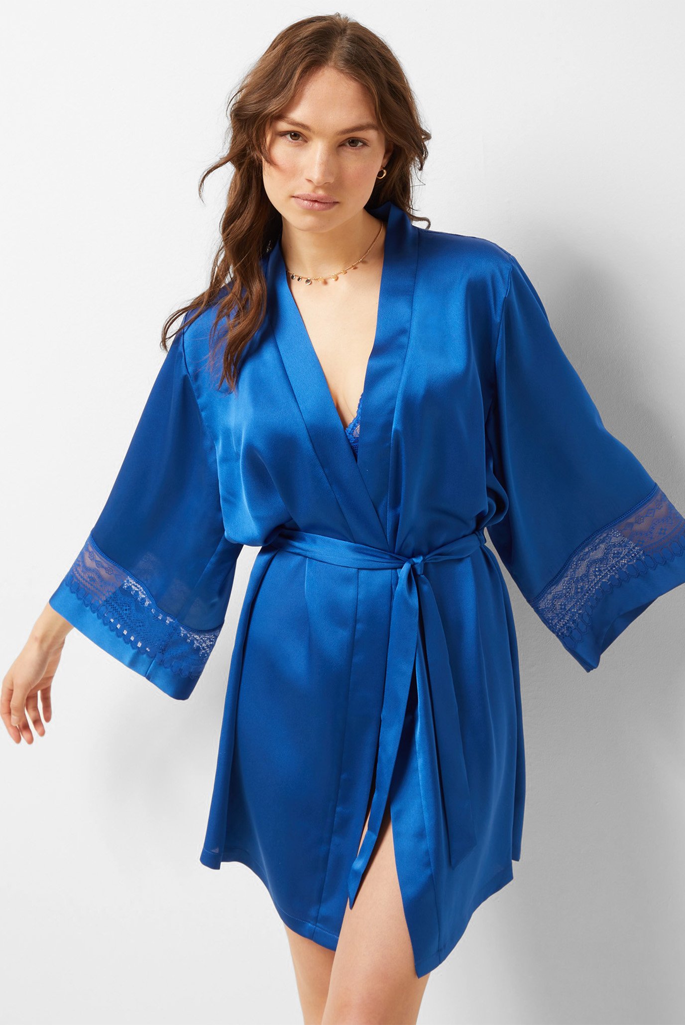 Жіночий синій халат DIAMANT 1
