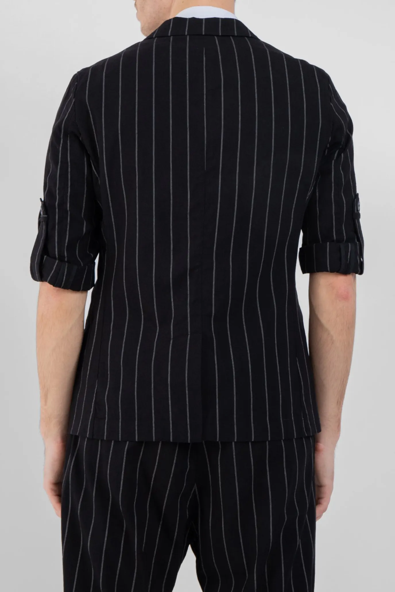 Чоловічий чорний піджак у смужку 3