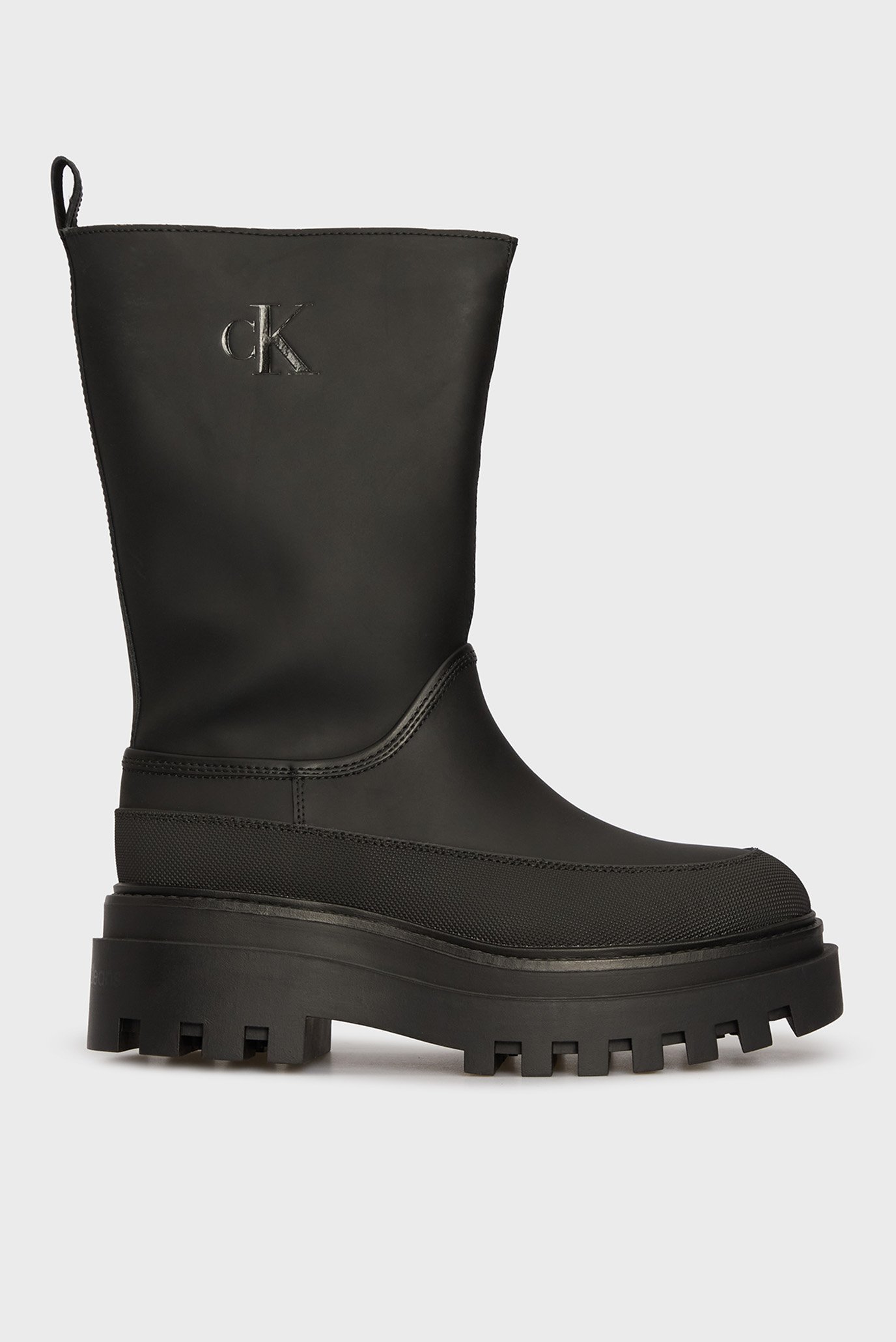 Женские черные кожаные сапоги FLATFORM RAINBOOT HIGH MG R 1