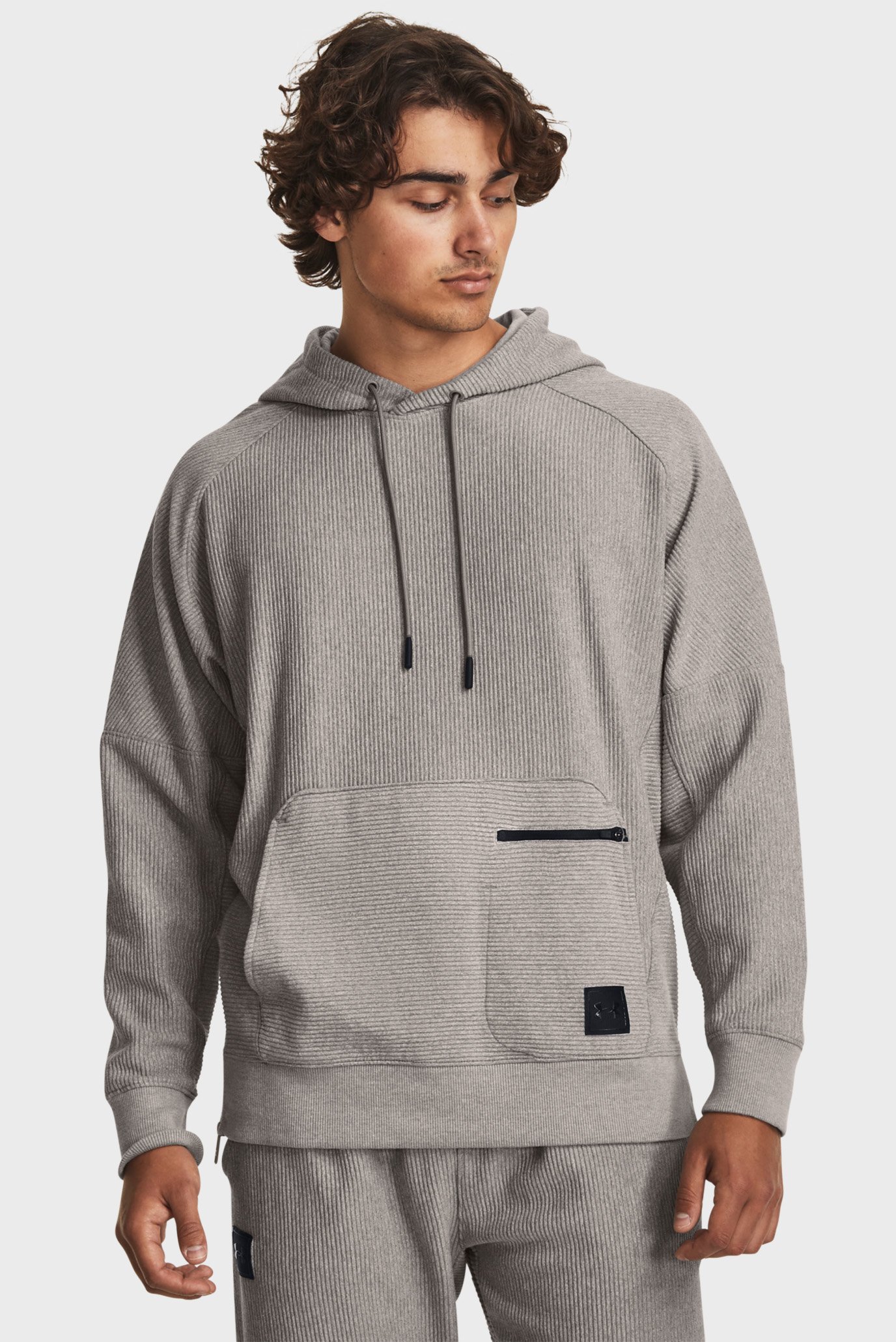 Мужское серое худи UA Ottoman Fleece Hoodie 1