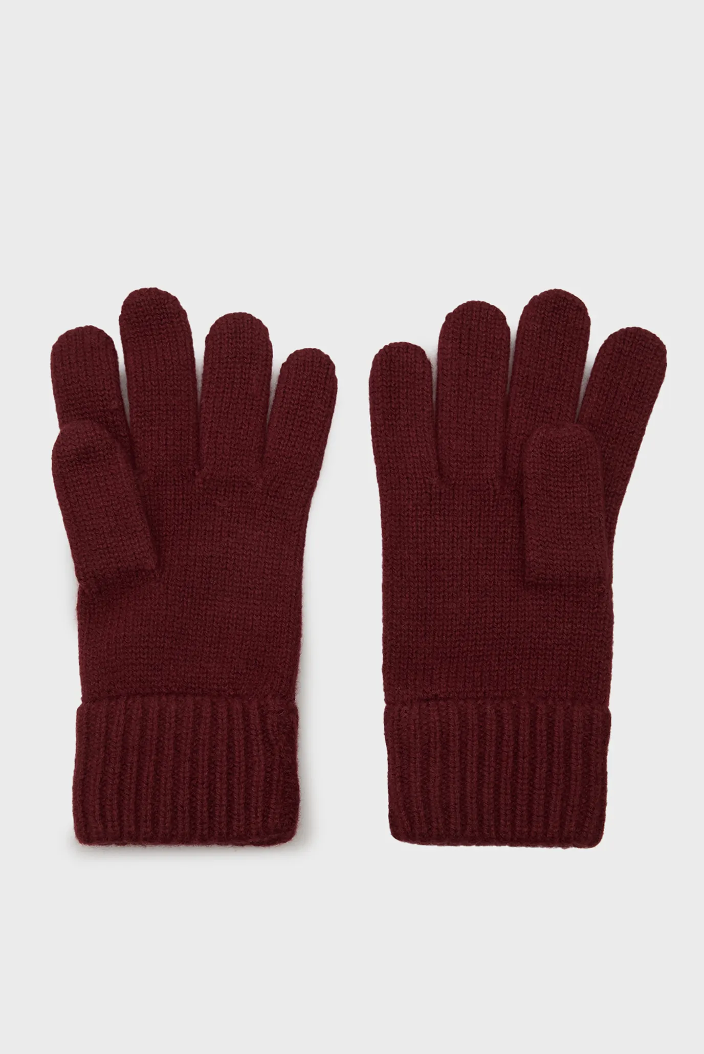 Женские бордовые шерстяные перчатки WOOL KNITTED GLOVES 2