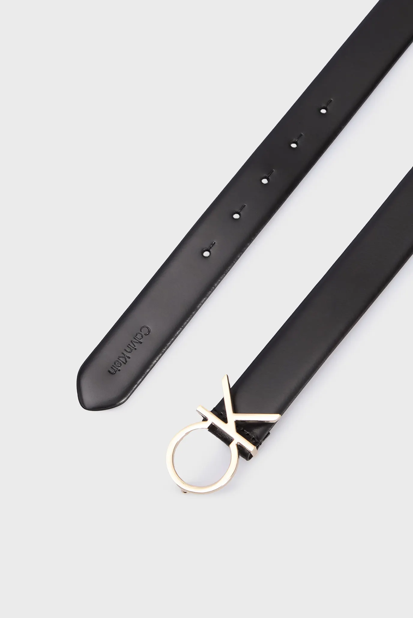 Женский черный кожаный ремень RE-LOCK CK LOGO BELT 30MM 3