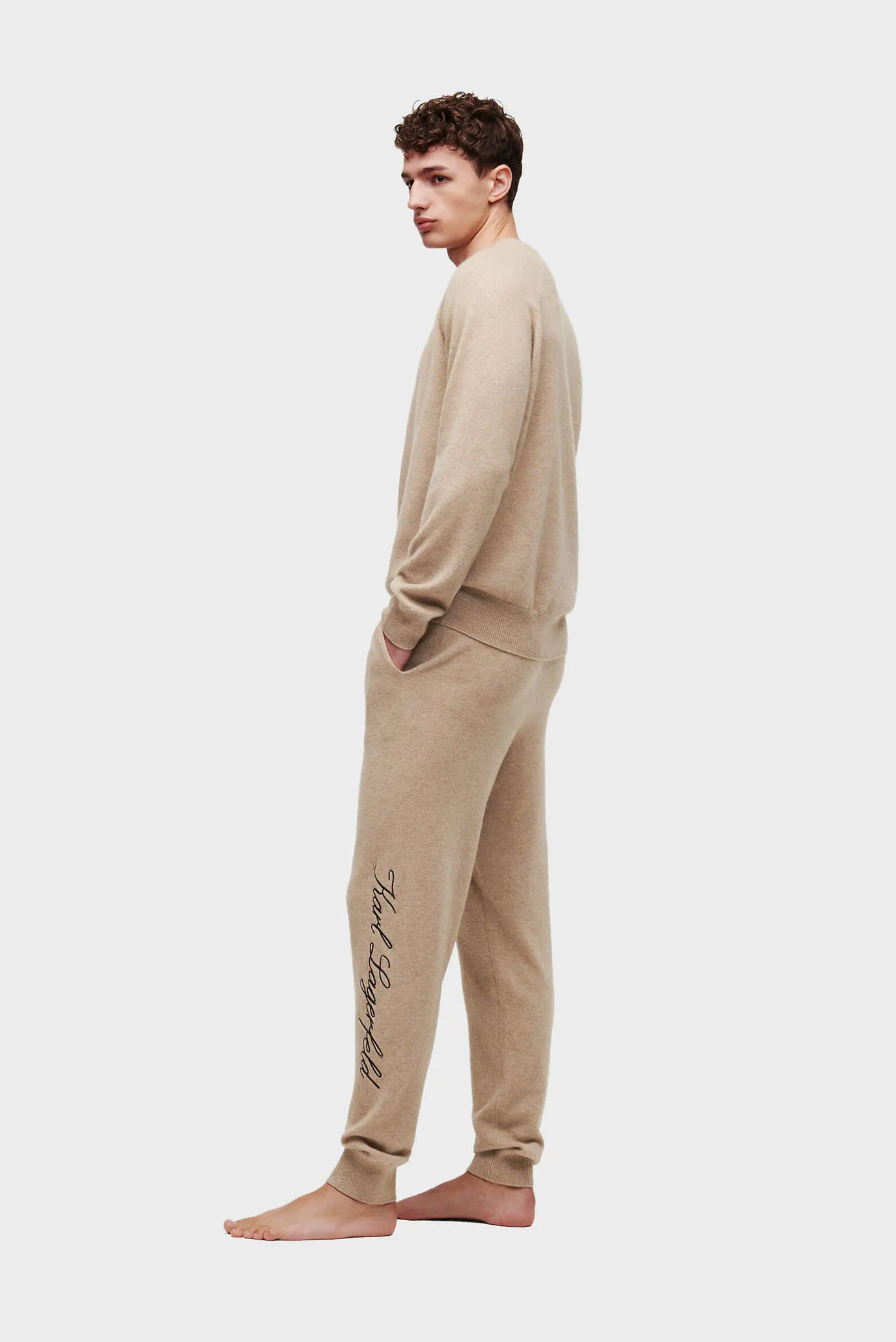 Чоловічі бежеві кашемірові джогери CASHMERE 5