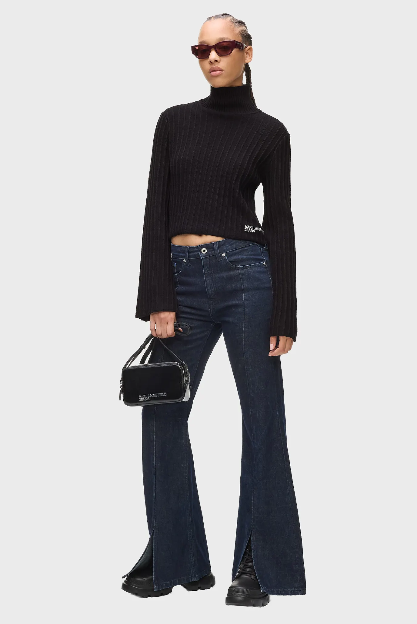 Женский черный гольф plisse 2