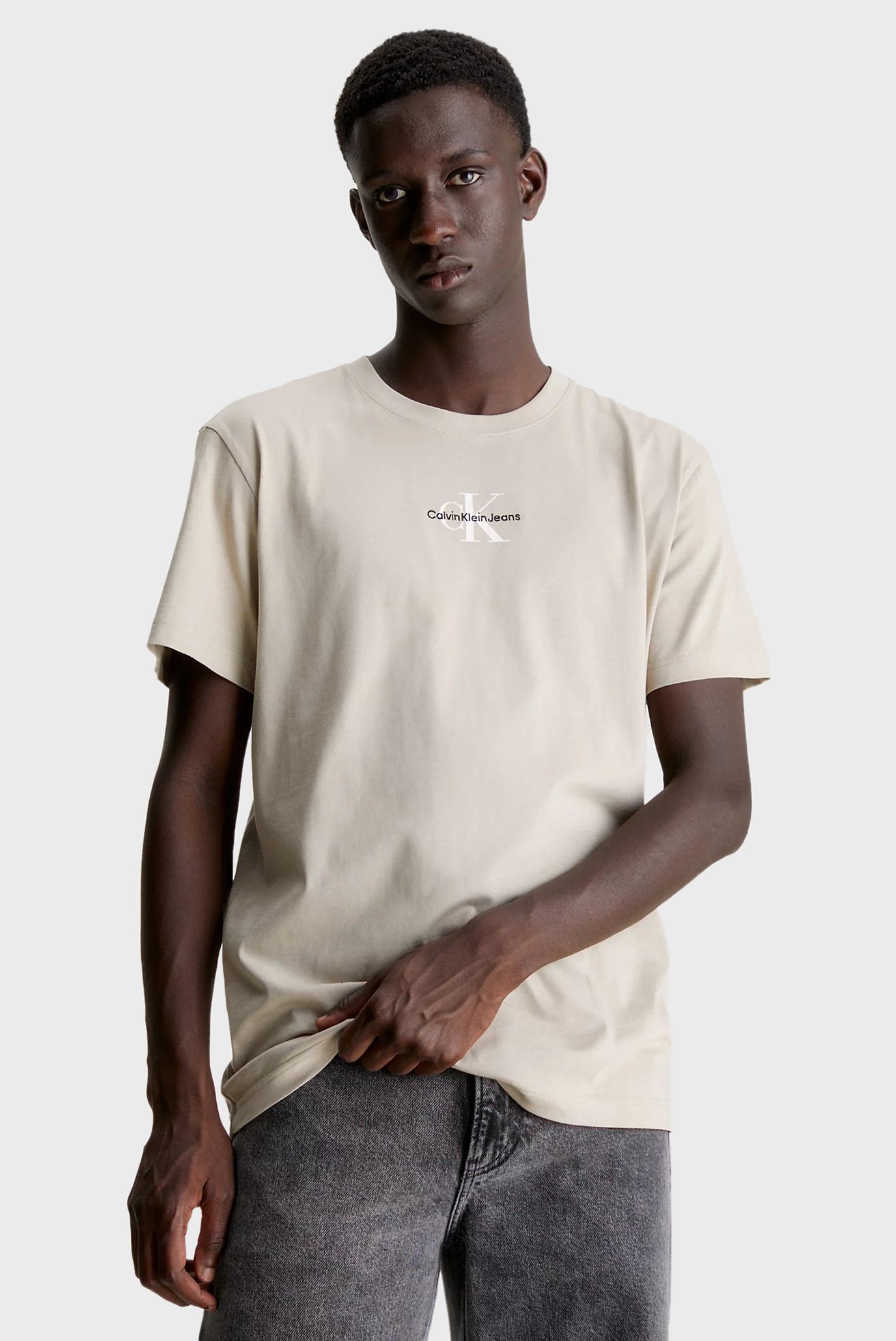 Мужская бежевая футболка MONOLOGO REGULAR TEE 1
