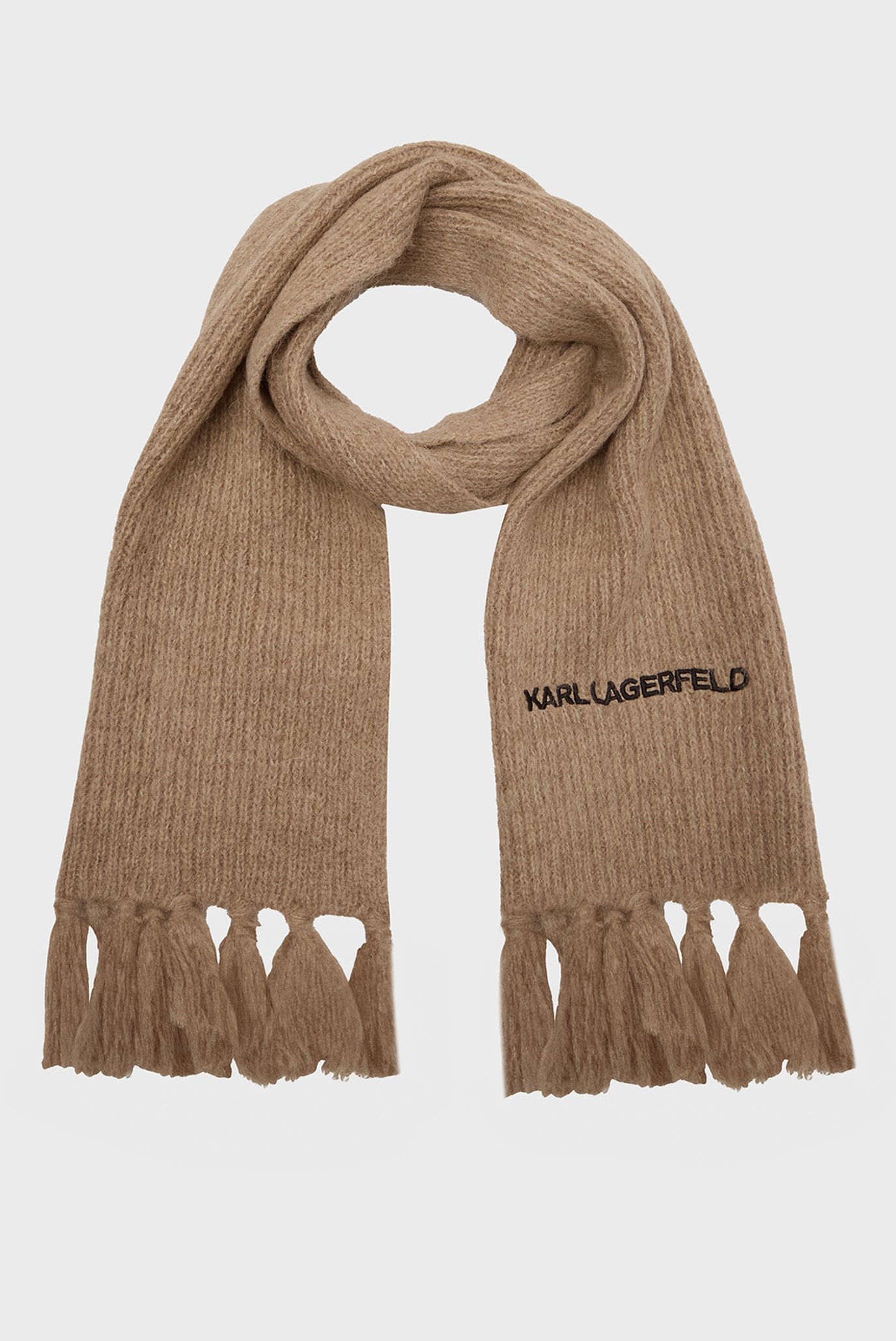 Женский бежевый шерстяной шарф K ESSENTIAL KNIT SCARF 1