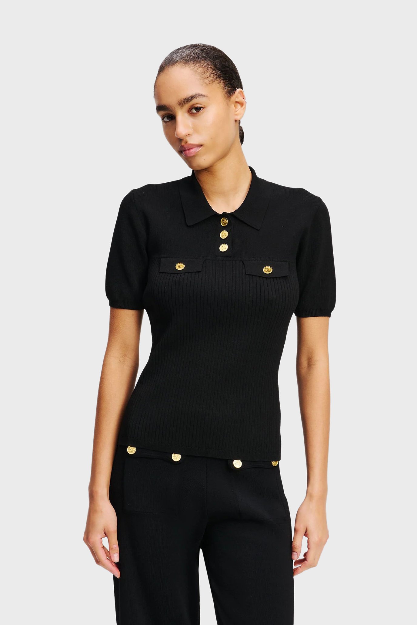 Женское черное поло SSLV KNIT POLO Черный L Karl Lagerfeld A2W18027 Женское черное поло SSLV KNIT POLO Черный L Karl Lagerfeld A2W18027