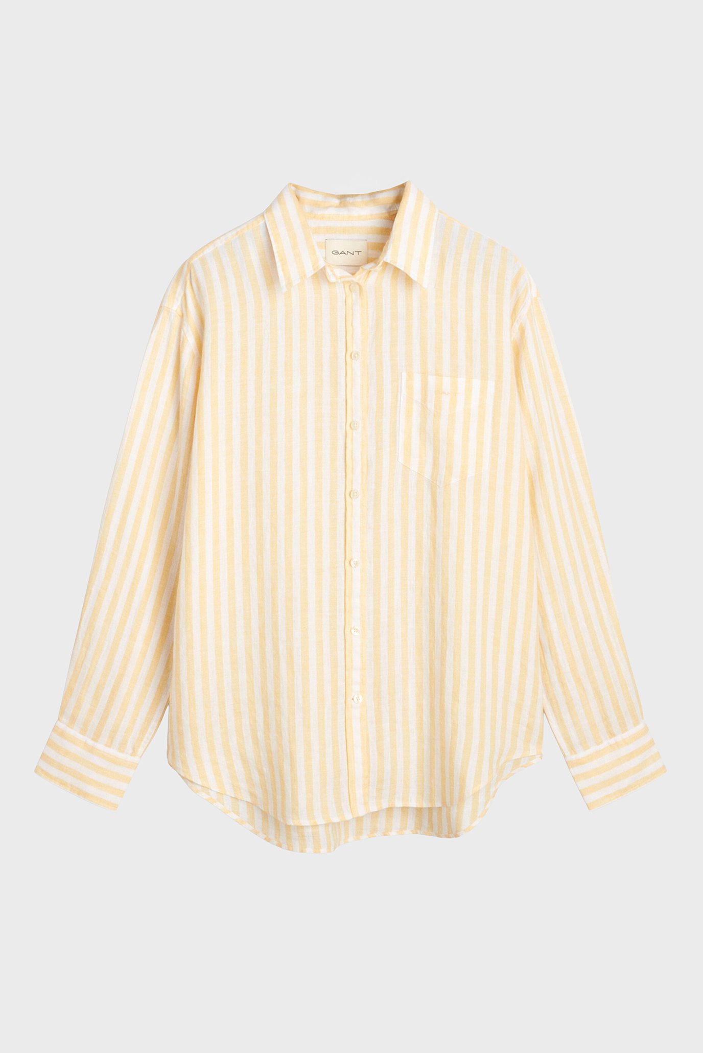 Женская желтая льняная рубашка в полоску REL LINEN SHIRT Желтый 40 Gant 4300476 Женская желтая льняная рубашка в полоску REL LINEN SHIRT Желтый 40 Gant 4300476