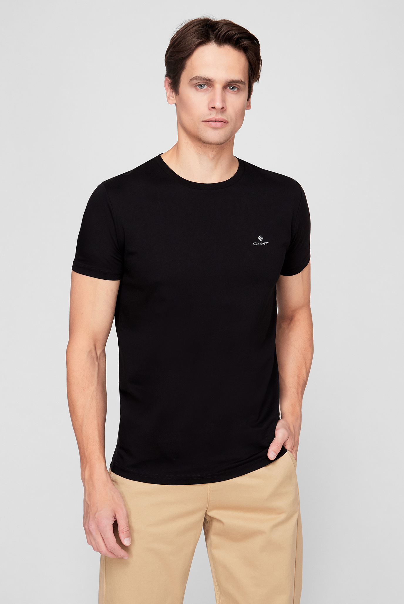 Чоловіча чорна футболка SLIM MERCERIZED SS 1