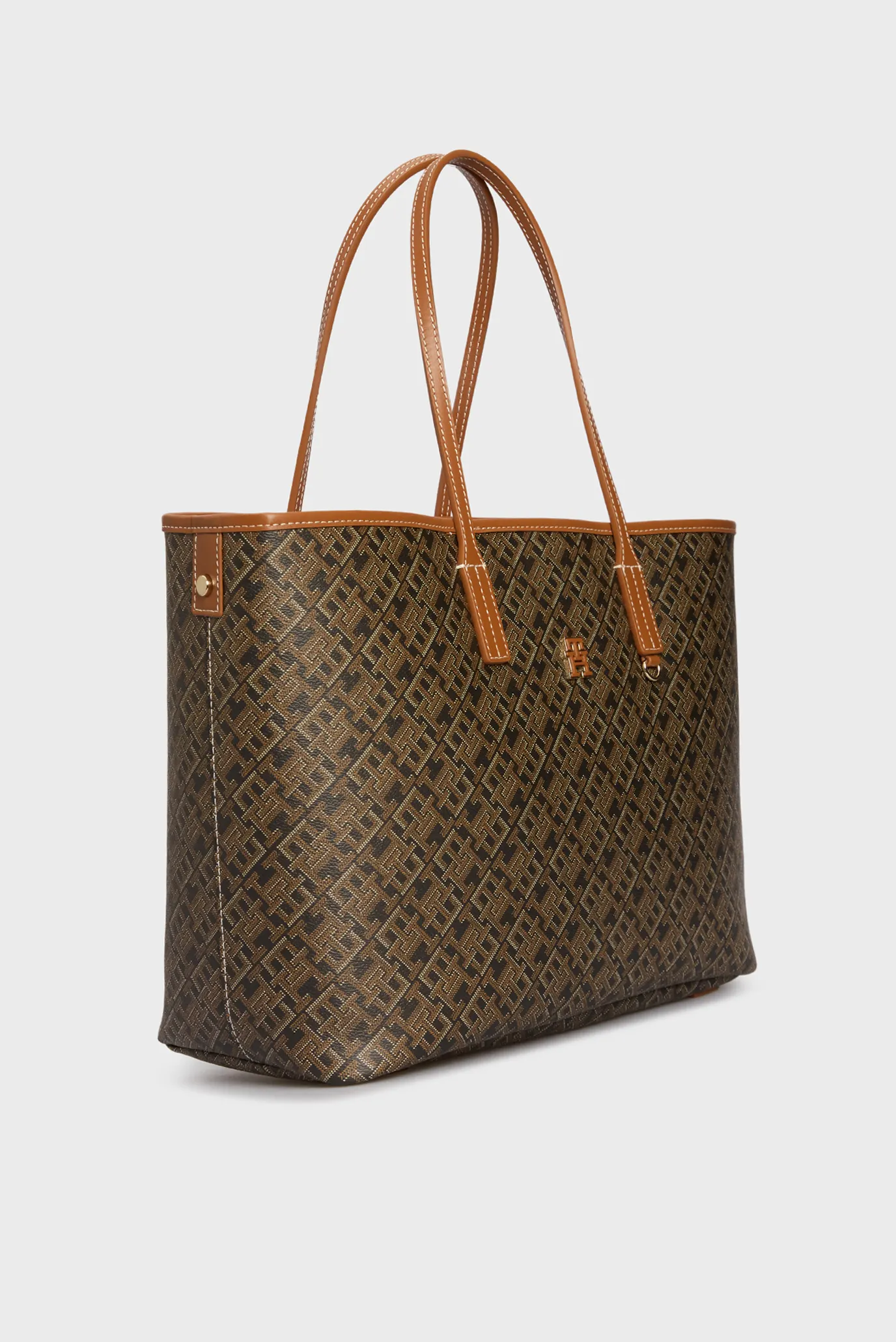 Жіноча коричнева сумка з візерунком TH MONOPLAY LEATHER TOTE 3