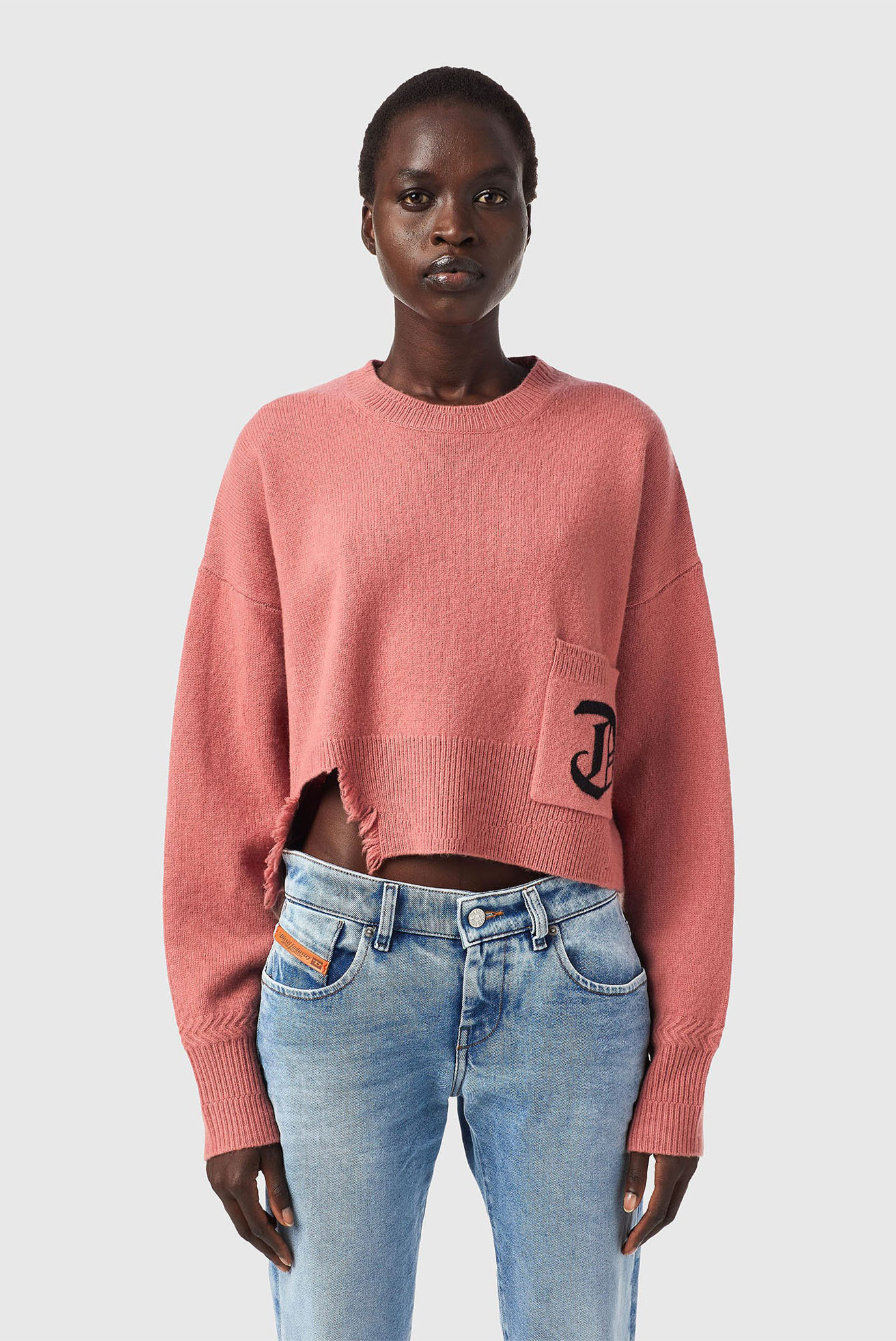 Женский розовый шерстяной свитер M-IDAHI 1