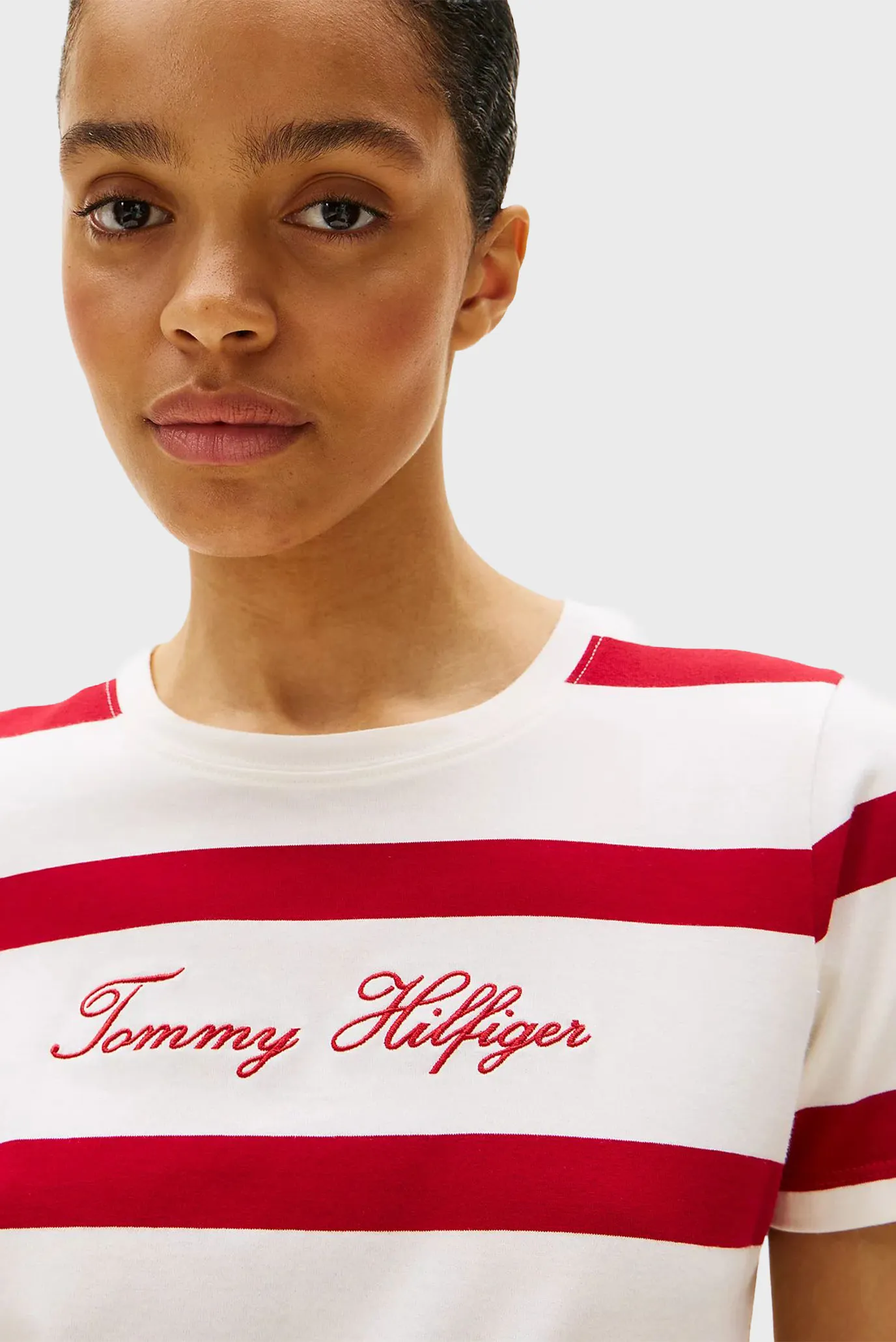 Жіноча біла футболка у смужку SCRIPT REG 4