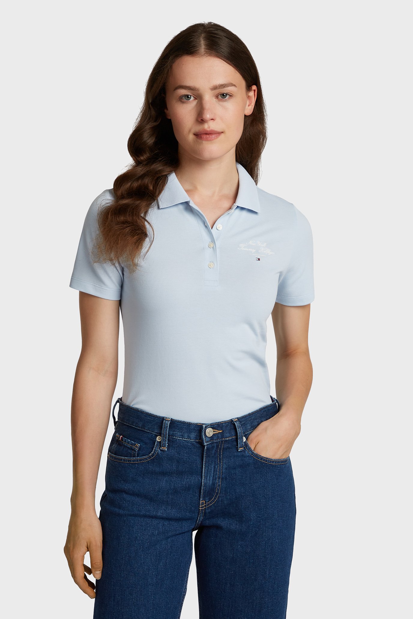 Женское голубое поло Голубой S Tommy Hilfiger WW0WW43930 Женское голубое поло Голубой S Tommy Hilfiger WW0WW43930