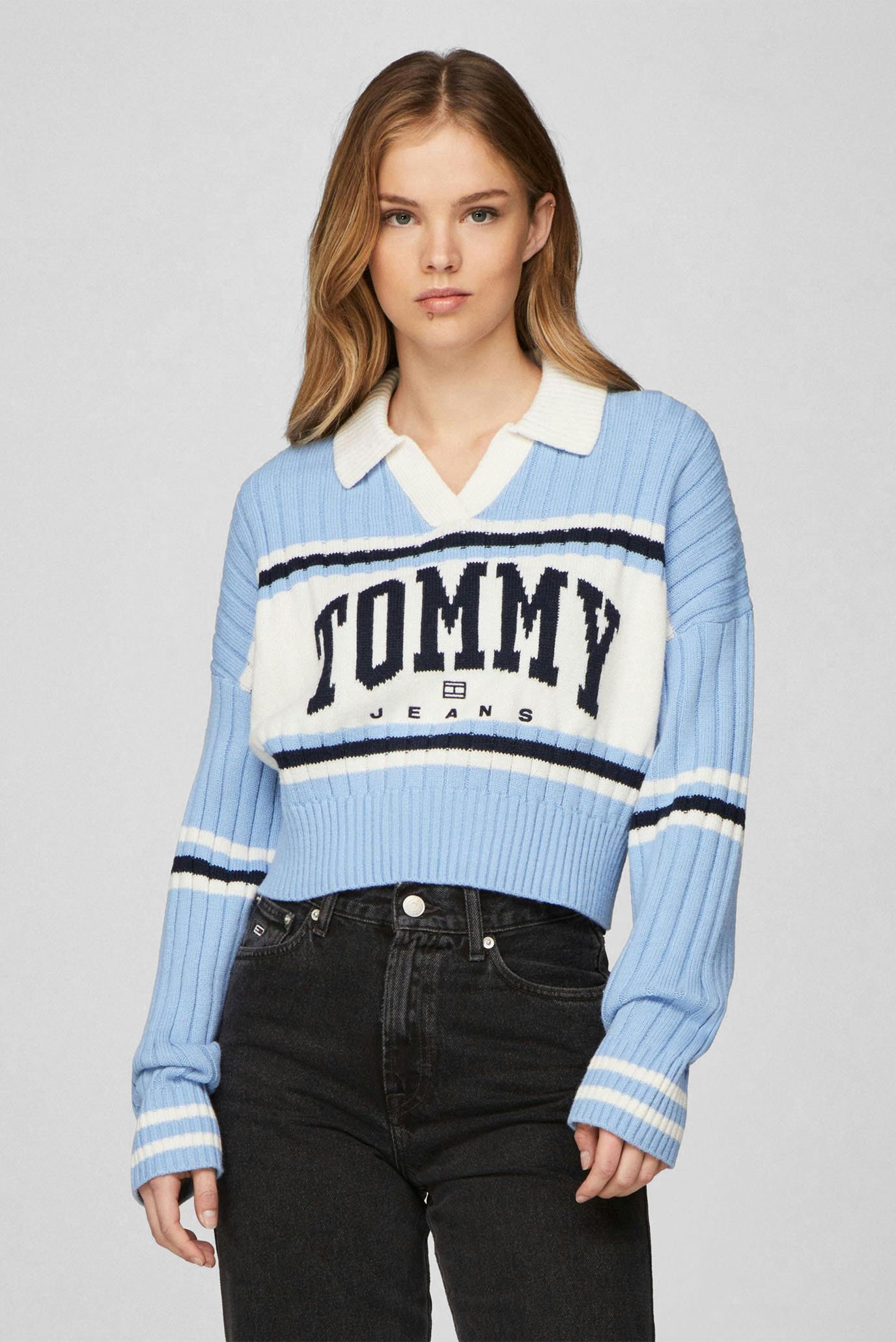 Жіночий блакитний пуловер TJW VARSITY RUGBY SWEATER 1