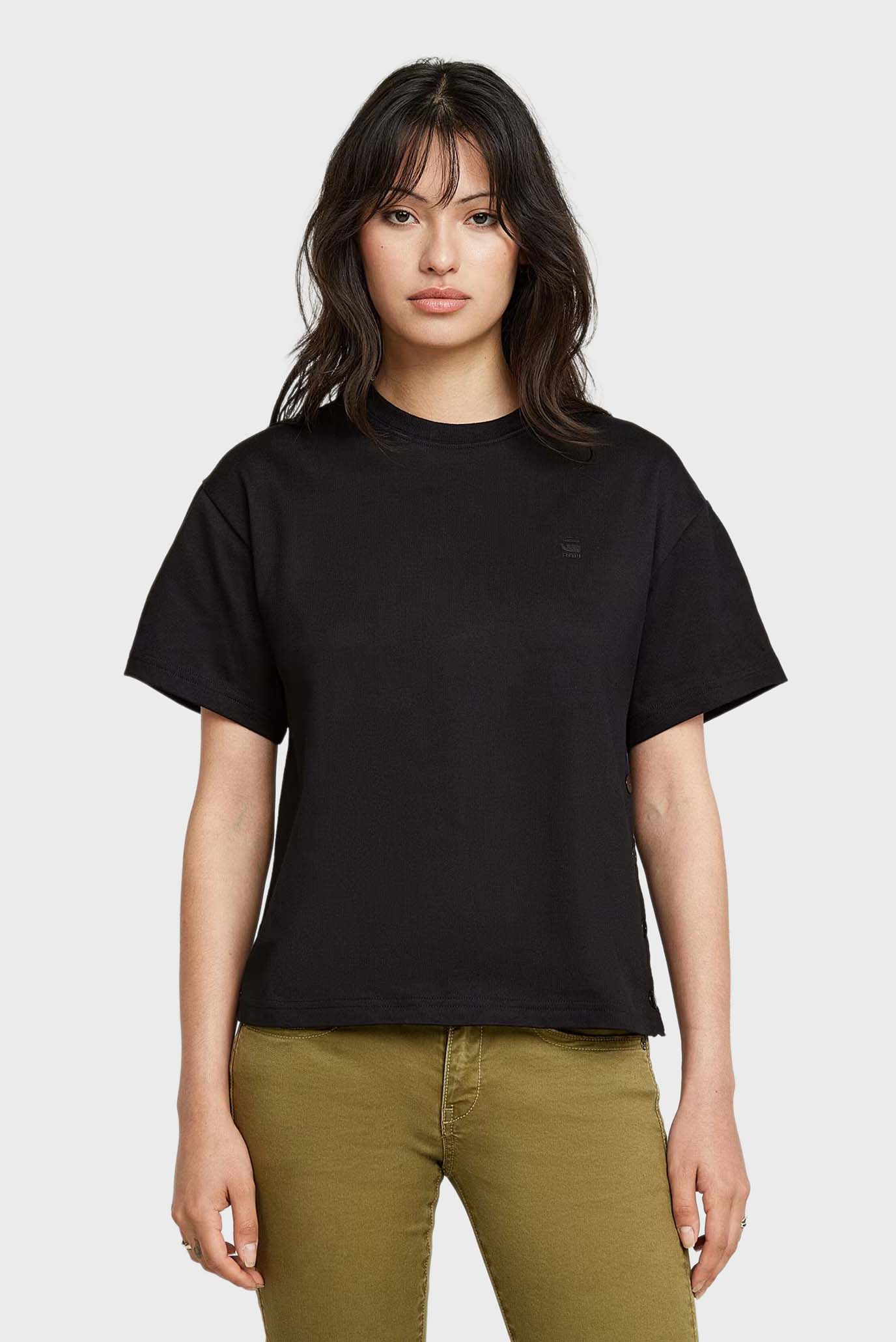 Женская черная футболка Side buttons Черный M G-Star RAW D26359,D959 Женская черная футболка Side buttons Черный M G-Star RAW D26359,D959