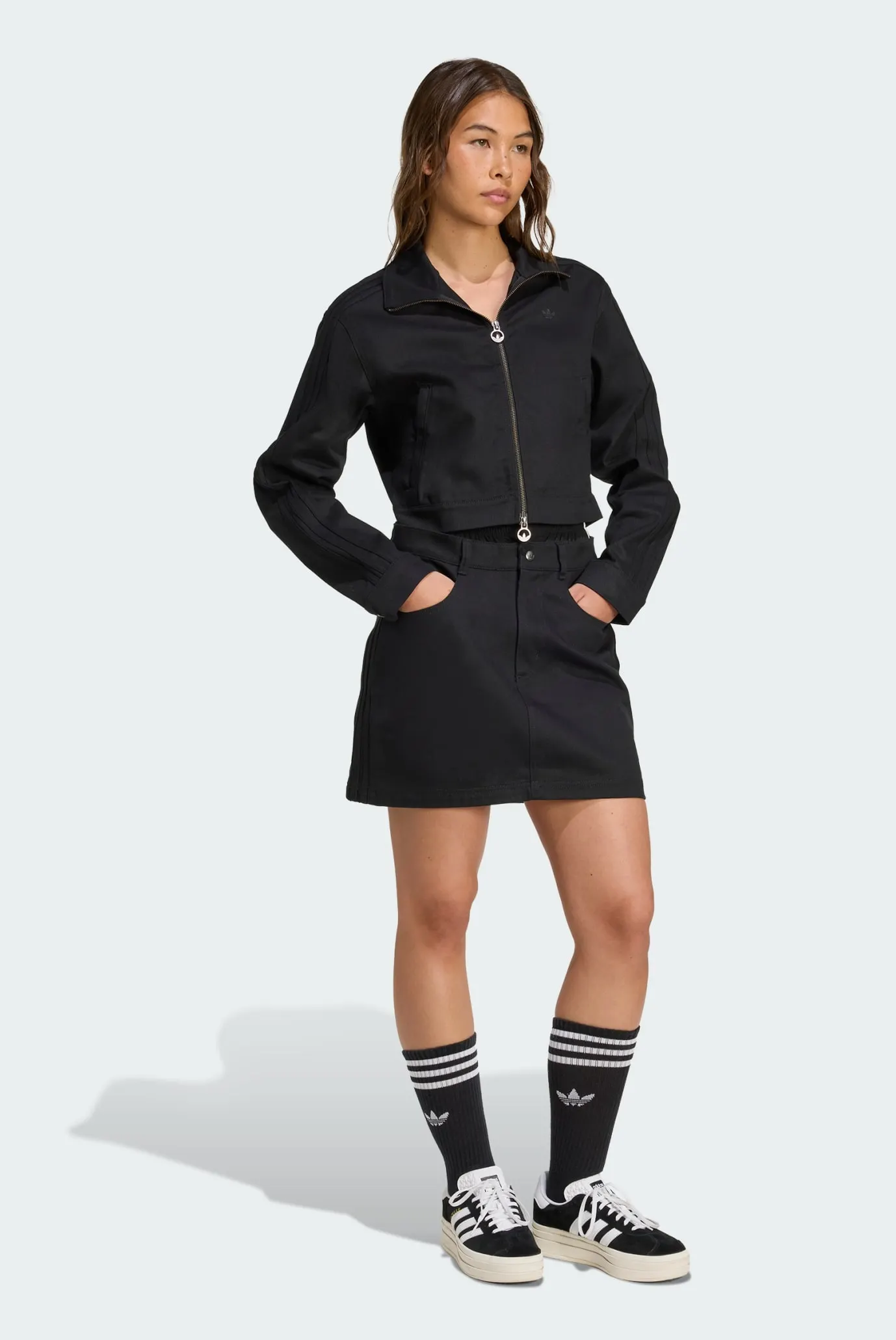 Женская черная джинсовая куртка Firebird Twill Crop adidas JW7267