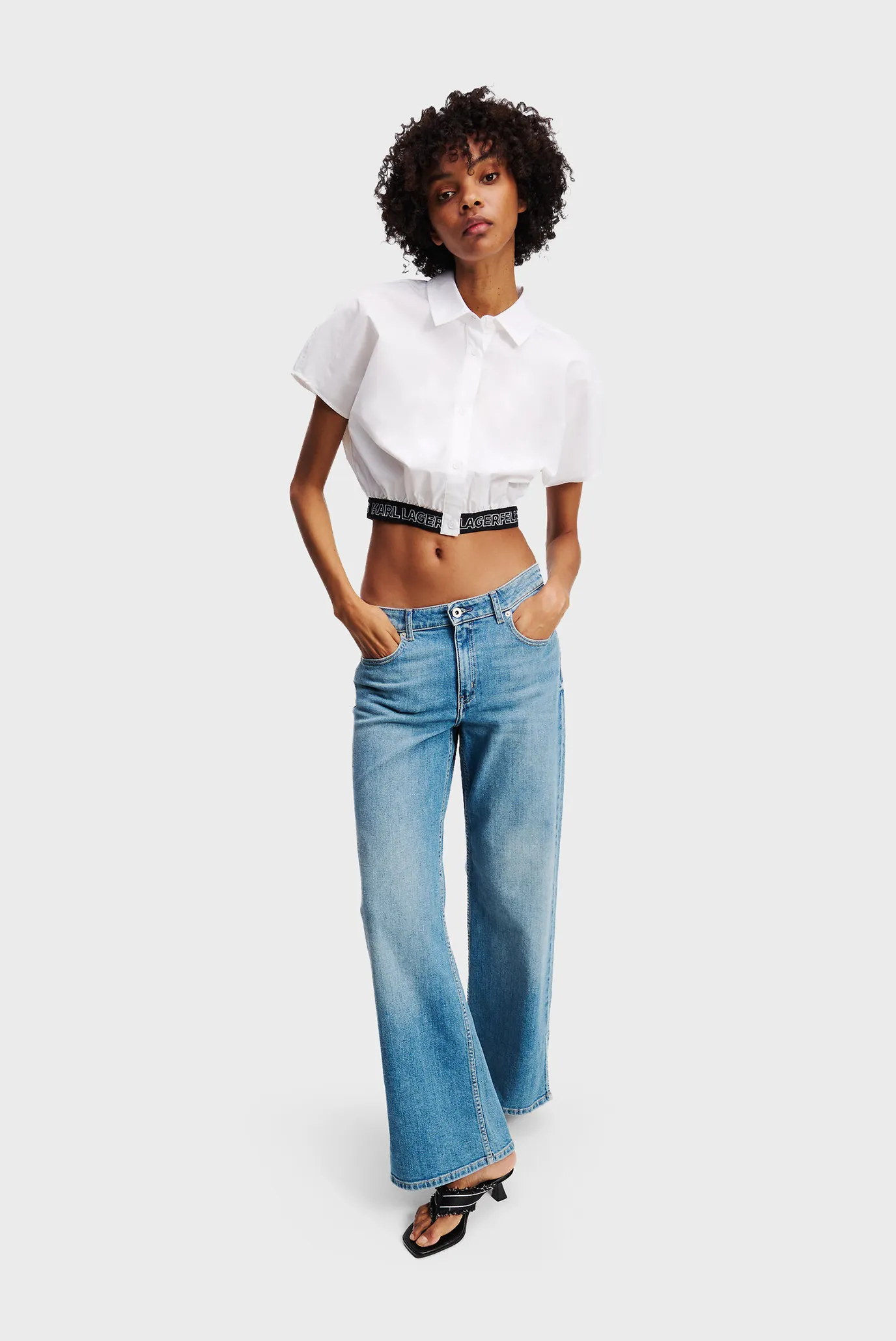 Женская белая рубашка cropped 2